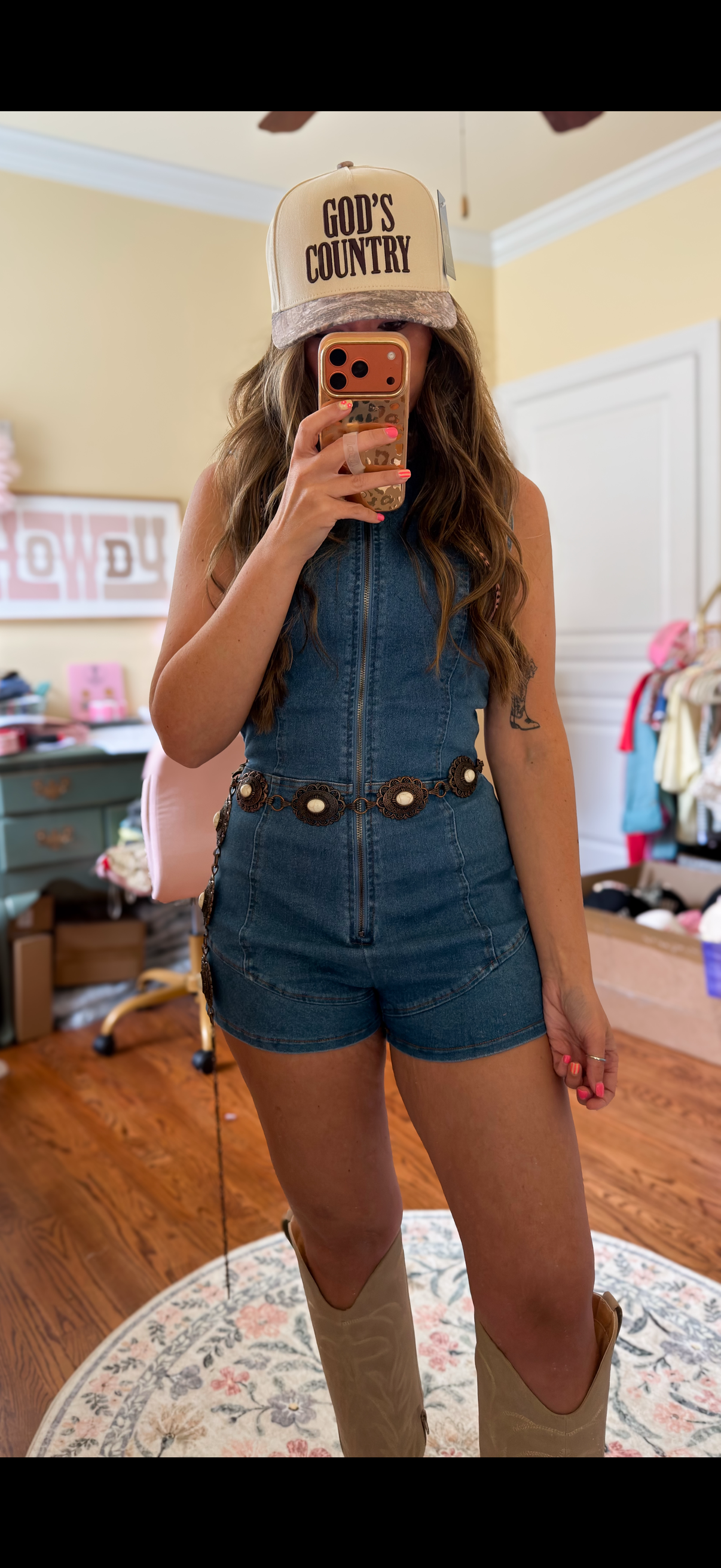 Dixieland Delight Denim Romper