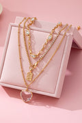 Rhinestone Heart Charm Necklace