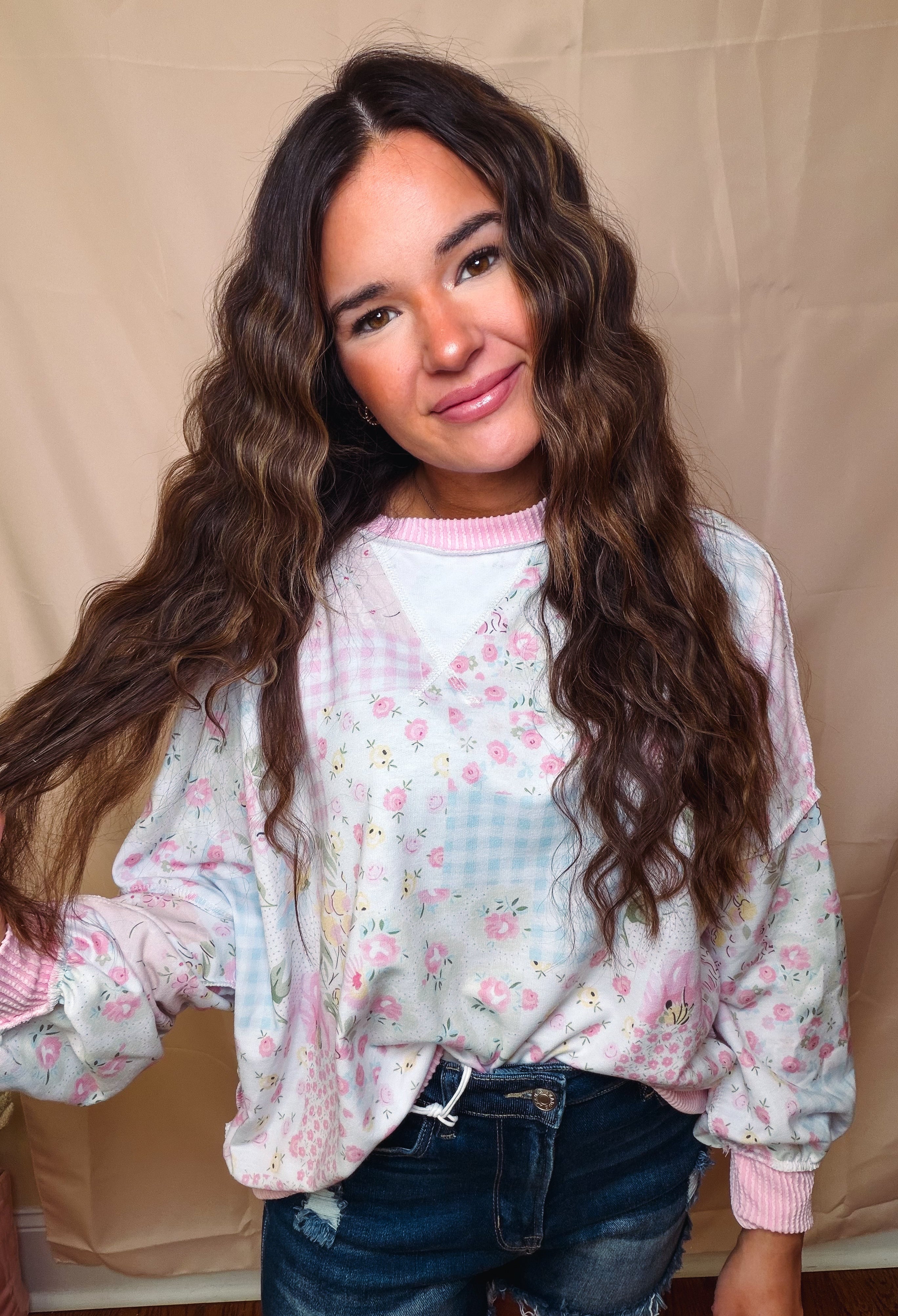 Cottage Bloom Patchwork Oversized Top