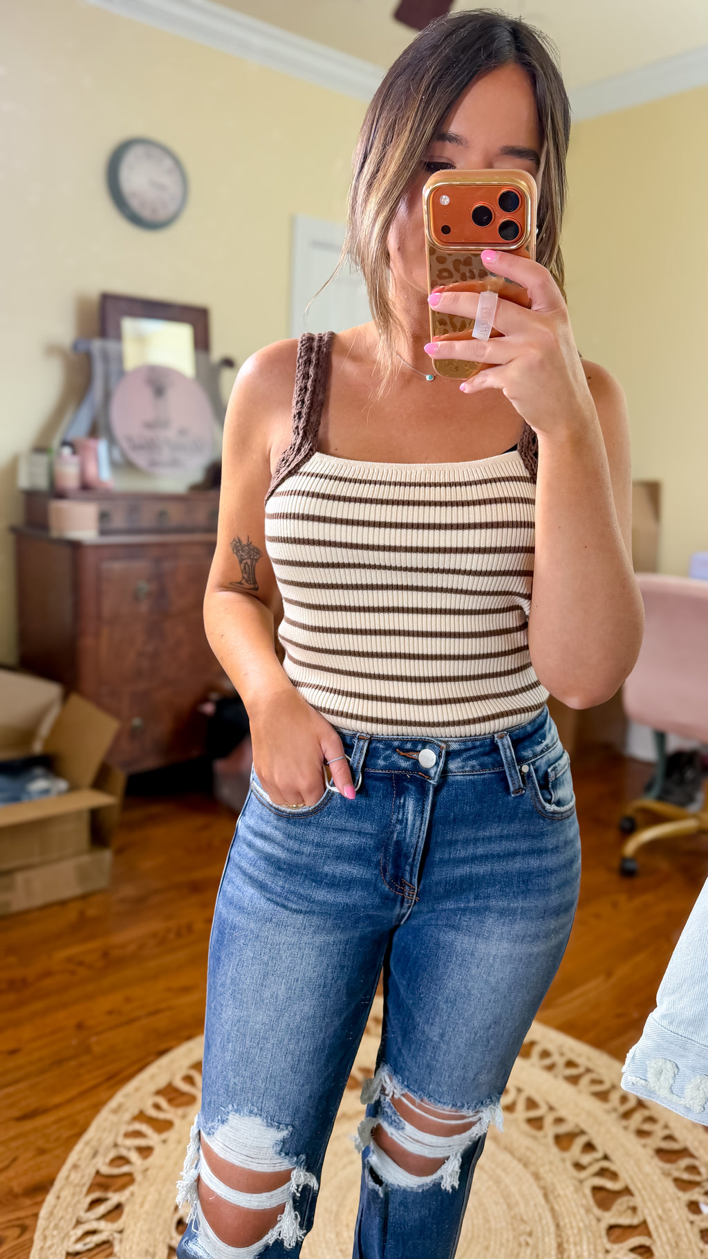 Saddle Stripe Crochet Tank