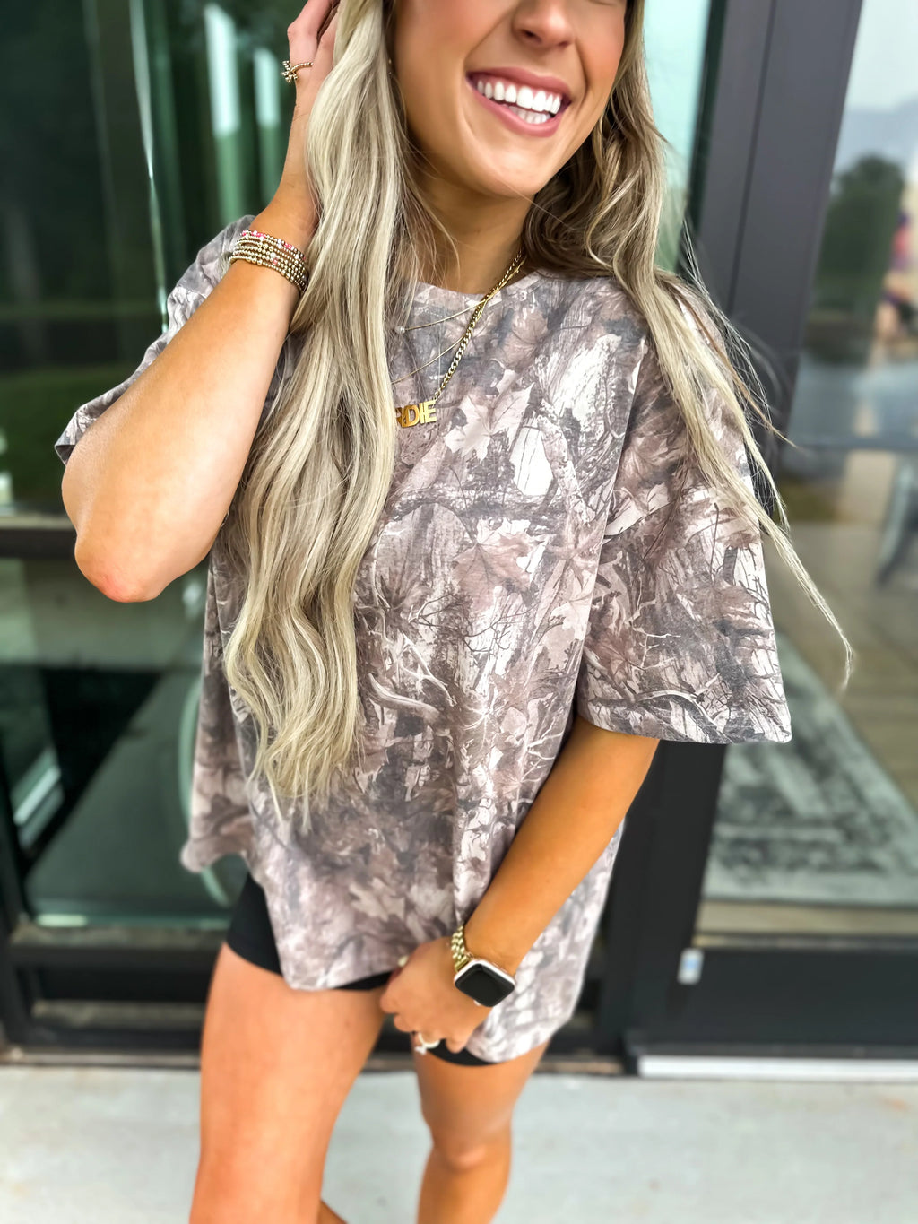 Birdie Oversized Dark Camo Tee