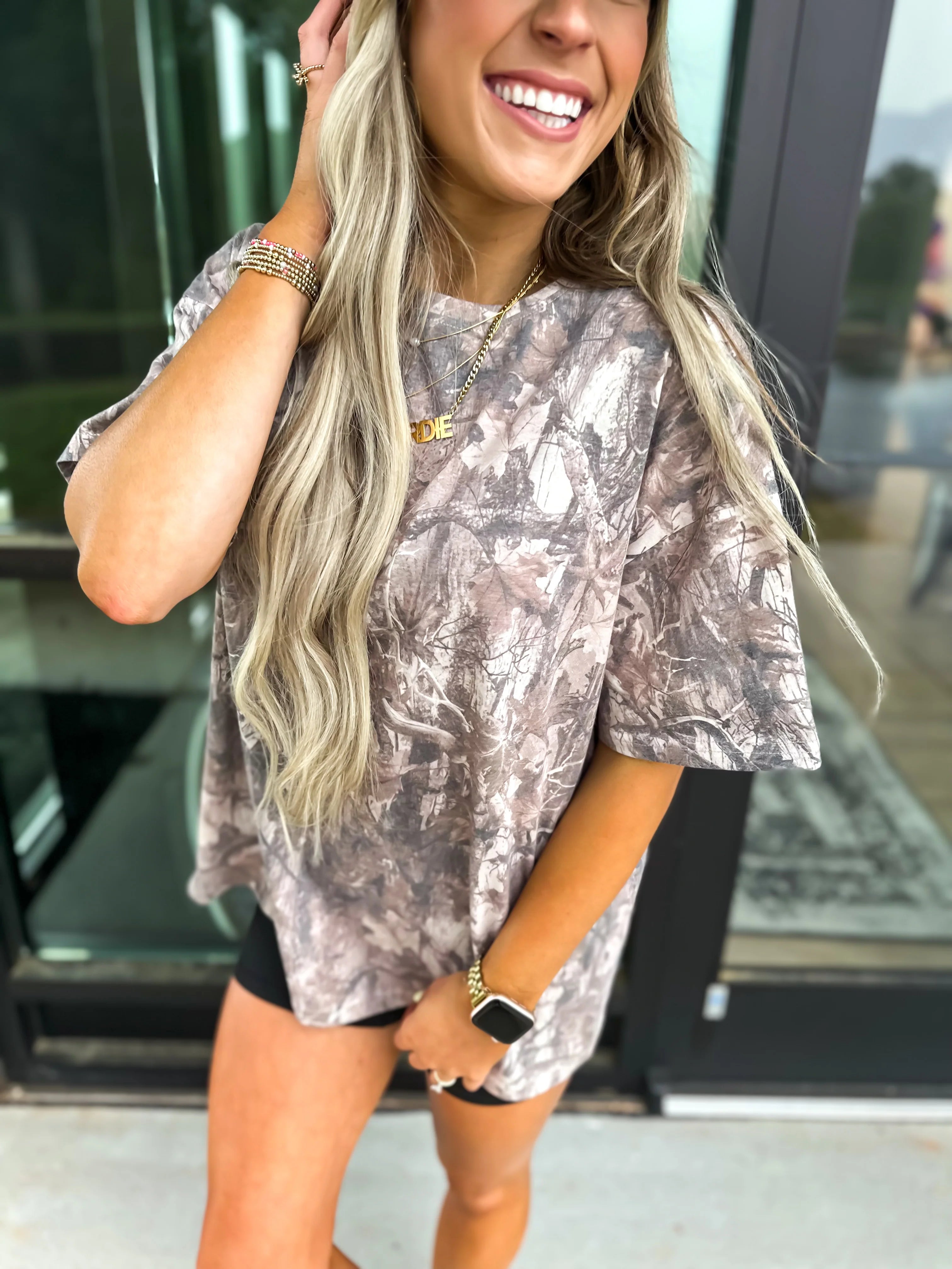 Birdie Oversized Dark Camo Tee