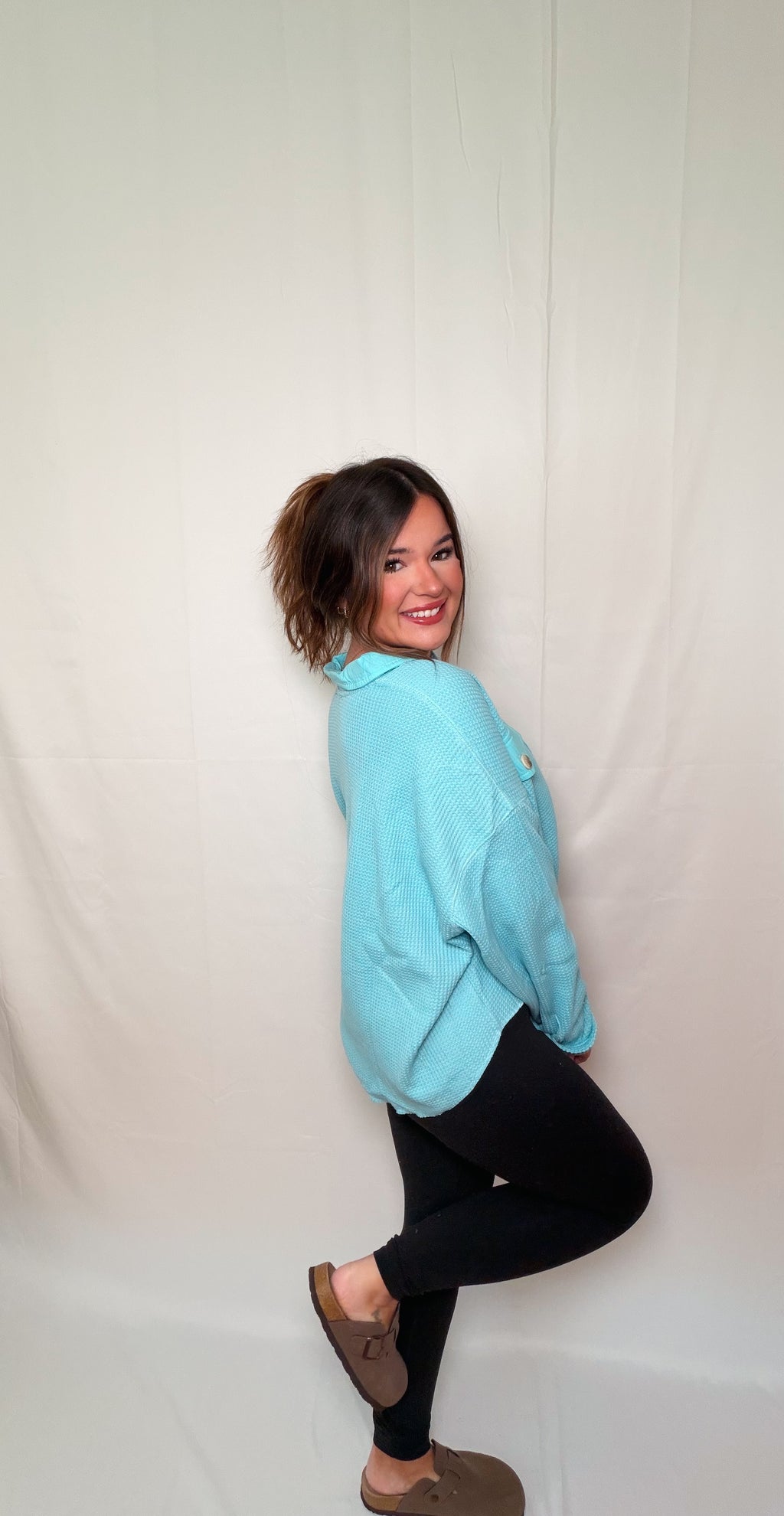 Waffle Knit Cropped Shacket