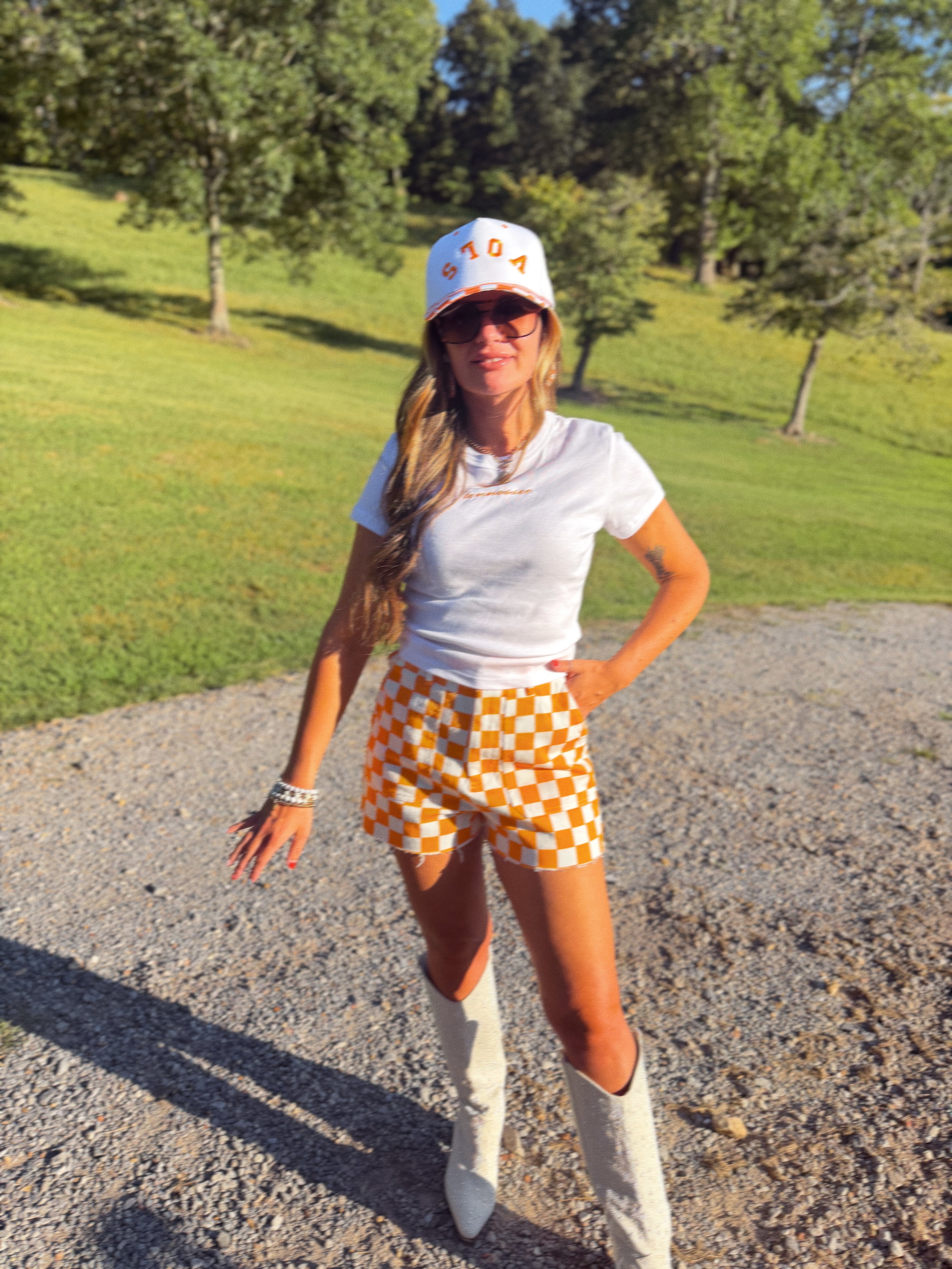 Orange and White Checker Shorts