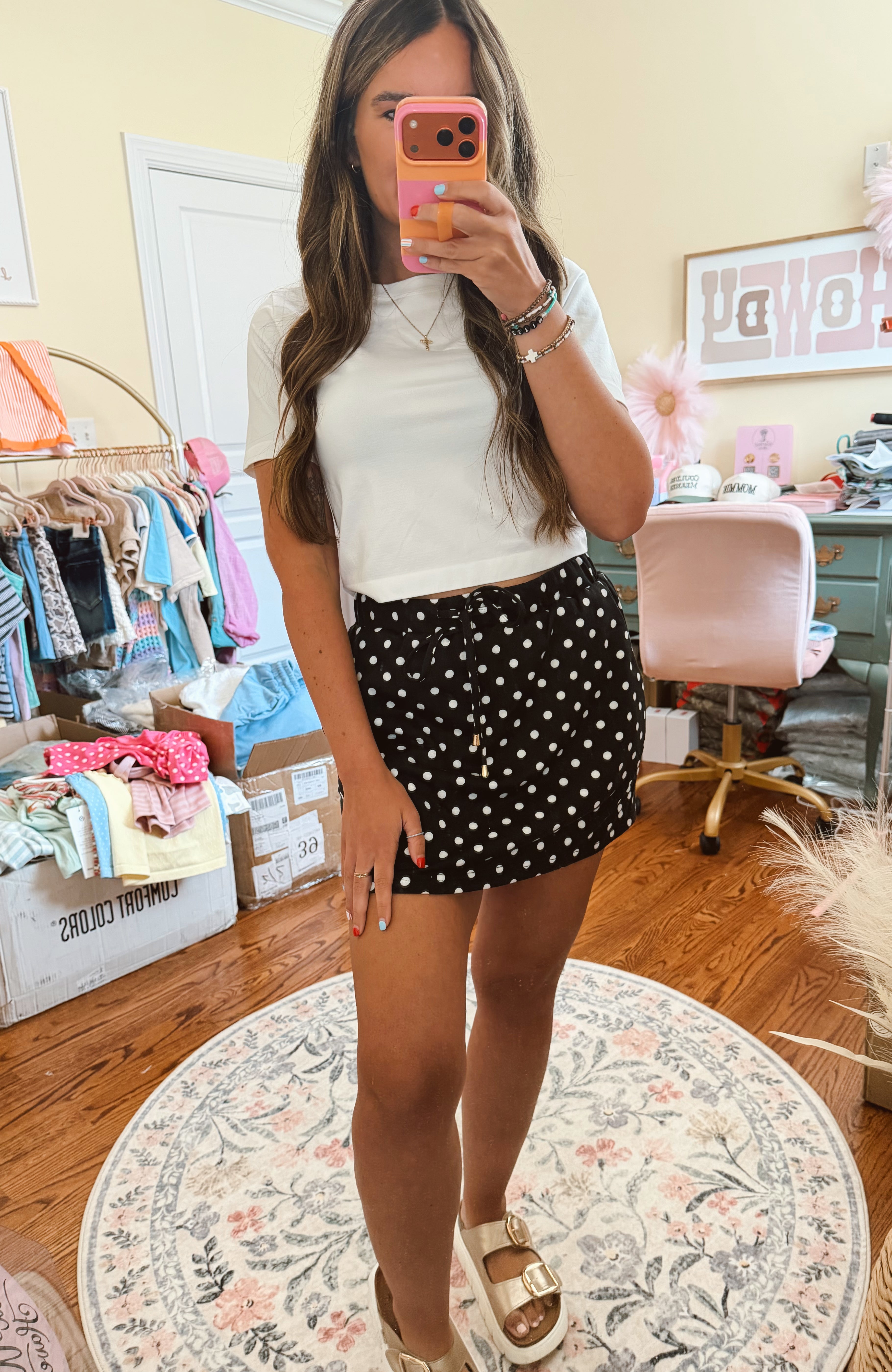 The Everyday Polka Dot Skort Black