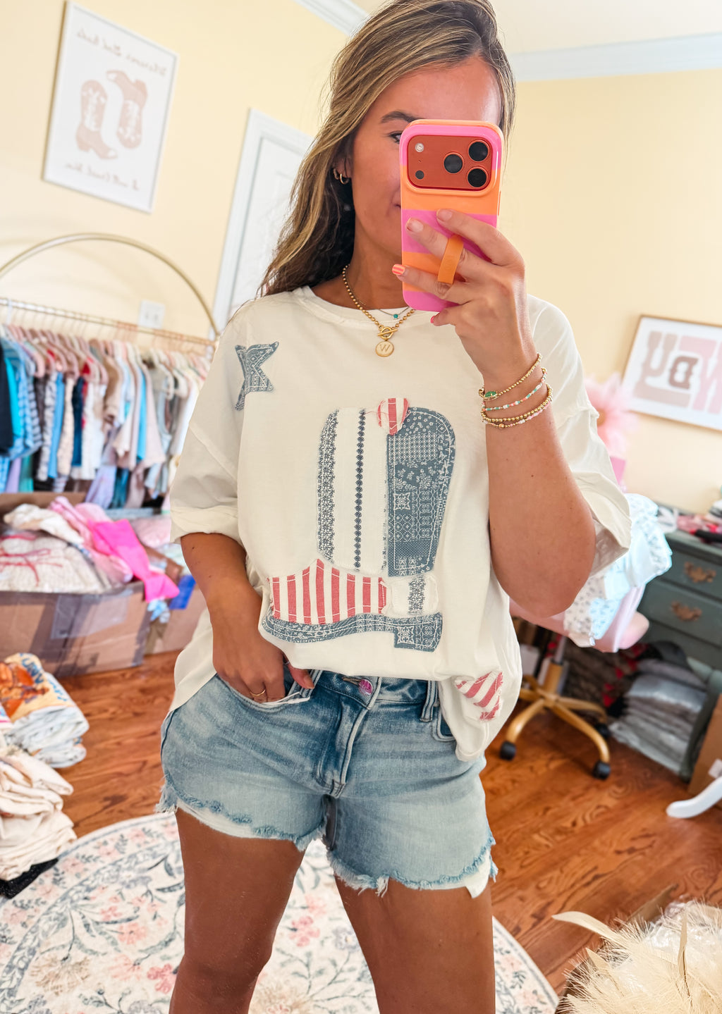 Cowboy Take Me Away Patchwork Top