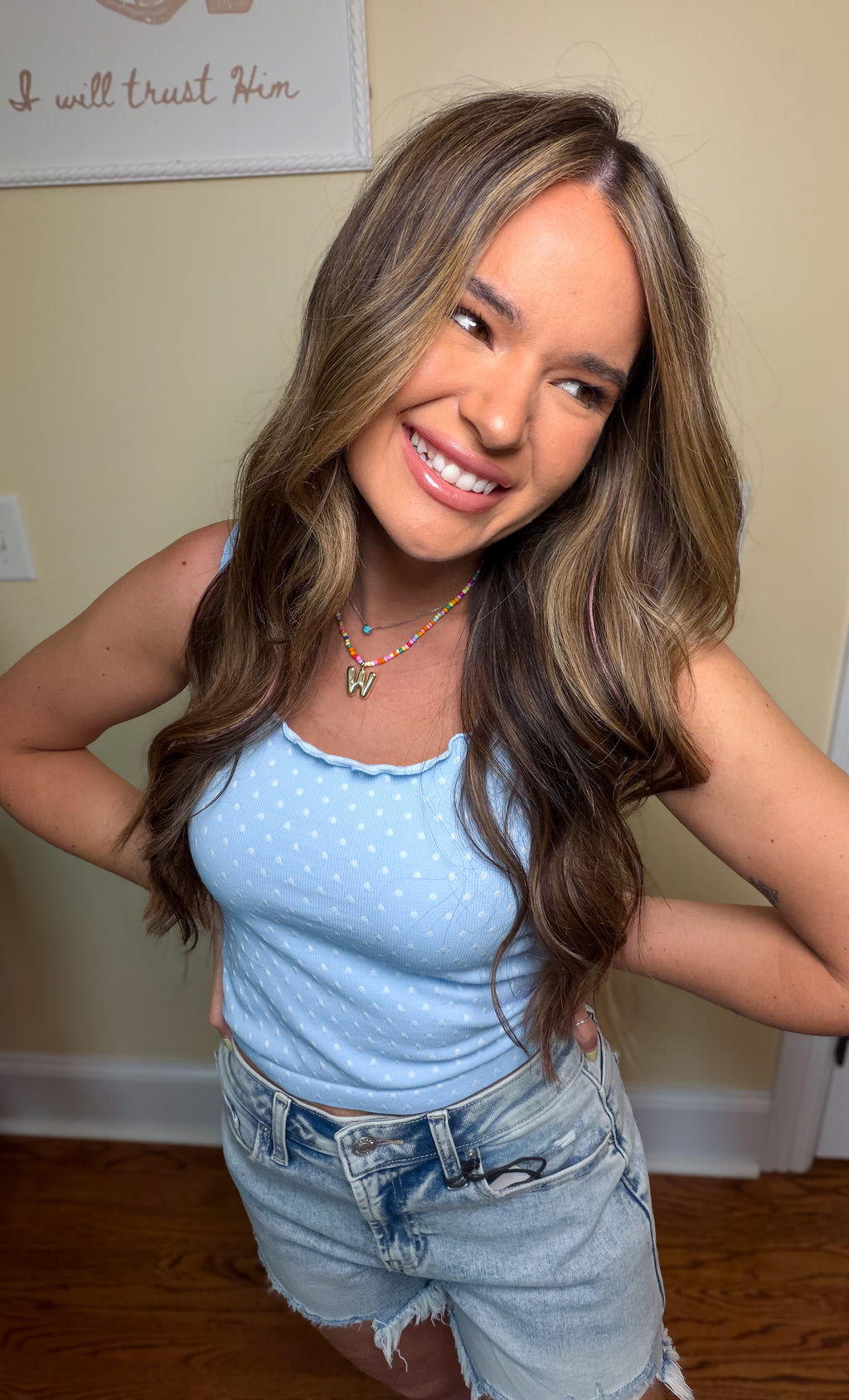 Honey Dot Tank - serene blue
