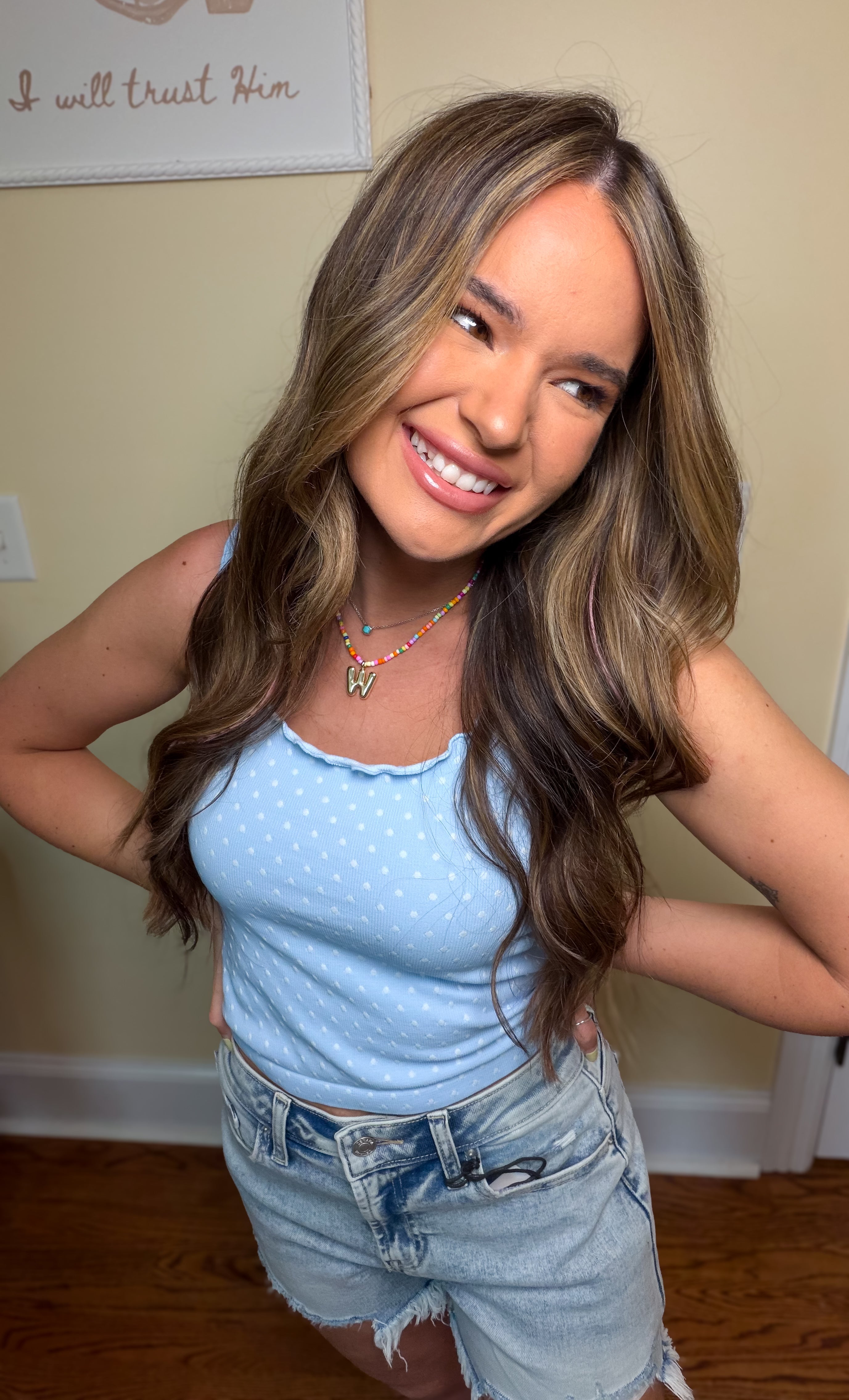 Honey Dot Tank - serene blue