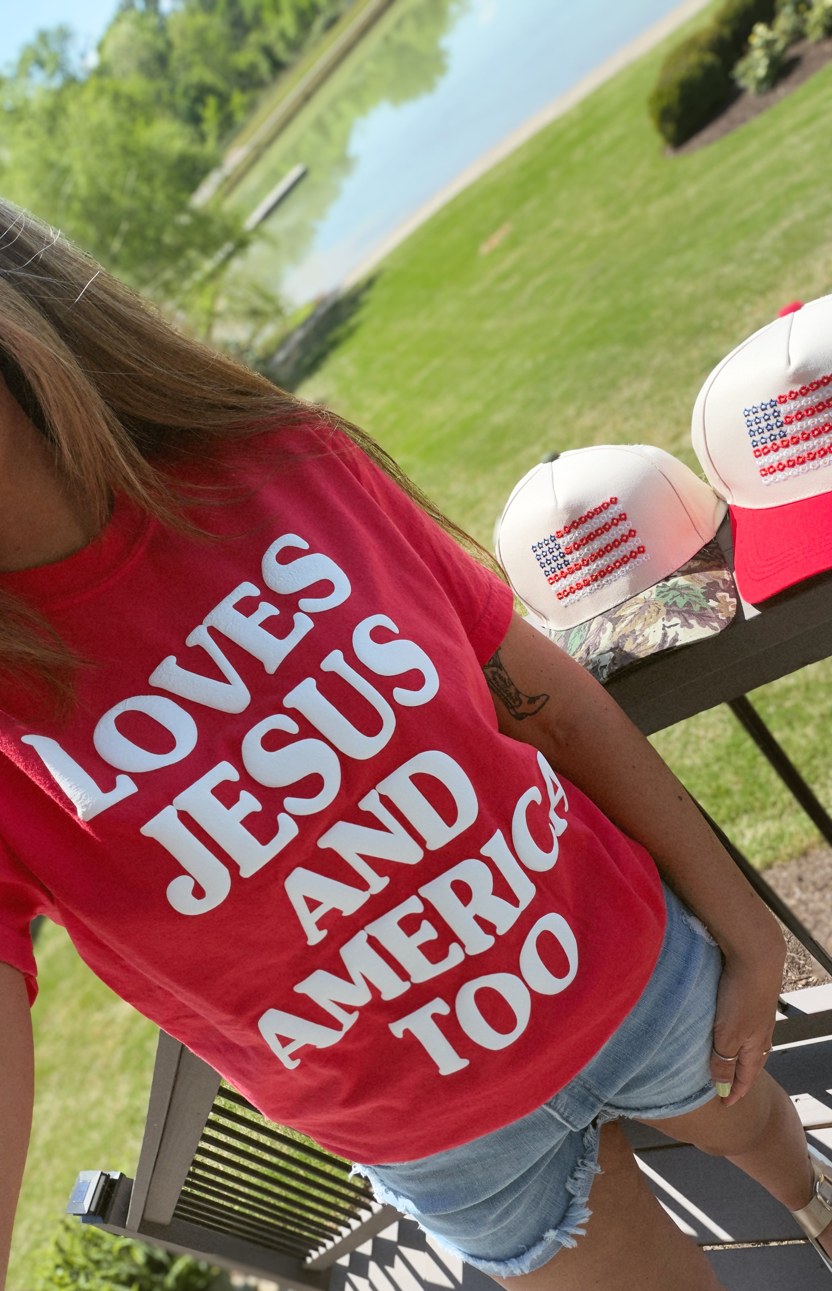 Loves Jesus and America Too CC Tee