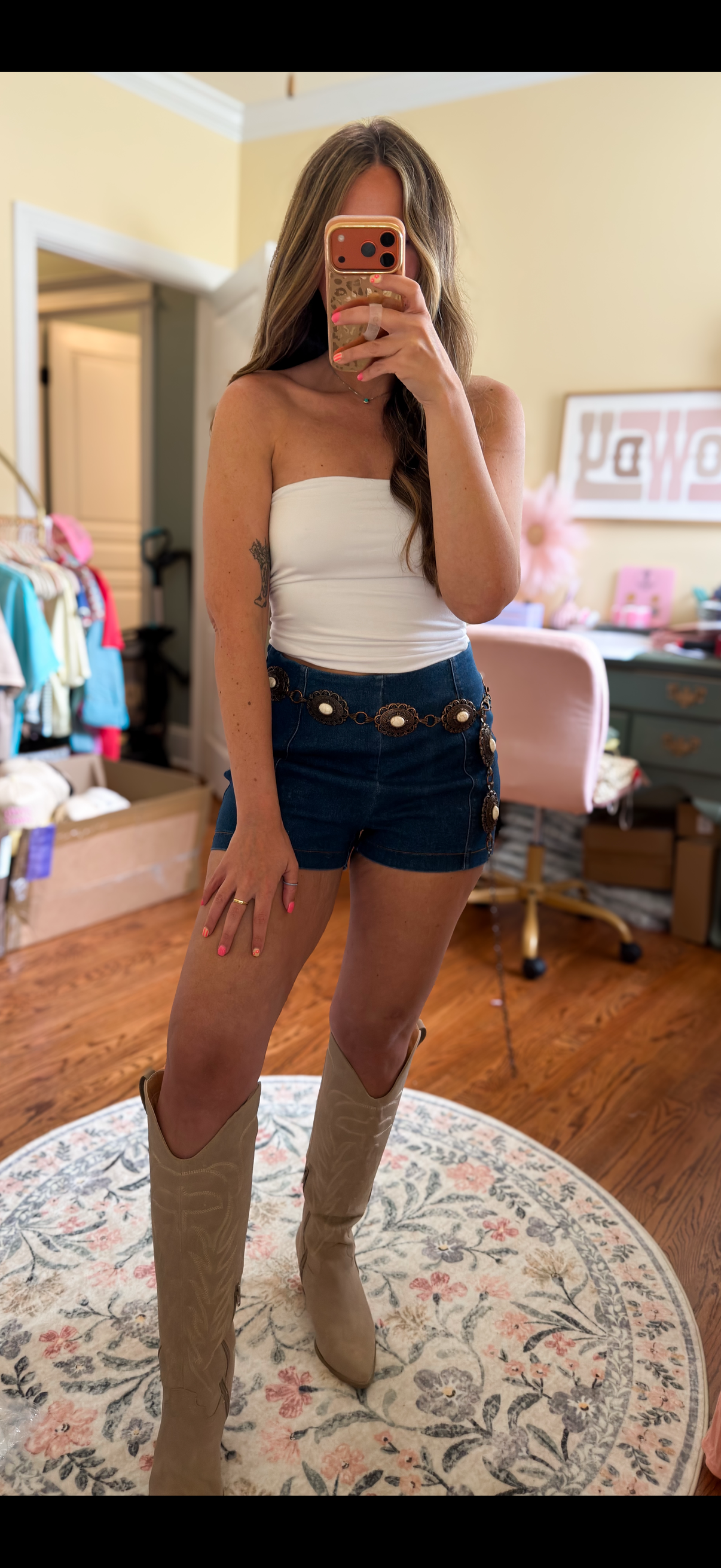 Neon Moon Stretch Denim Shorts