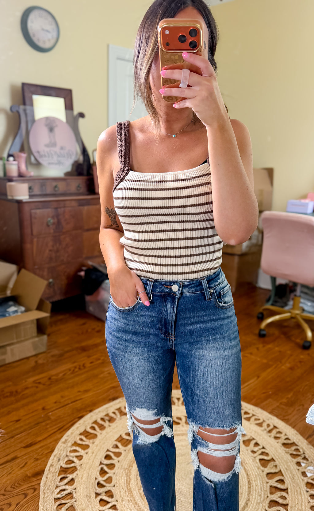 Saddle Stripe Crochet Tank
