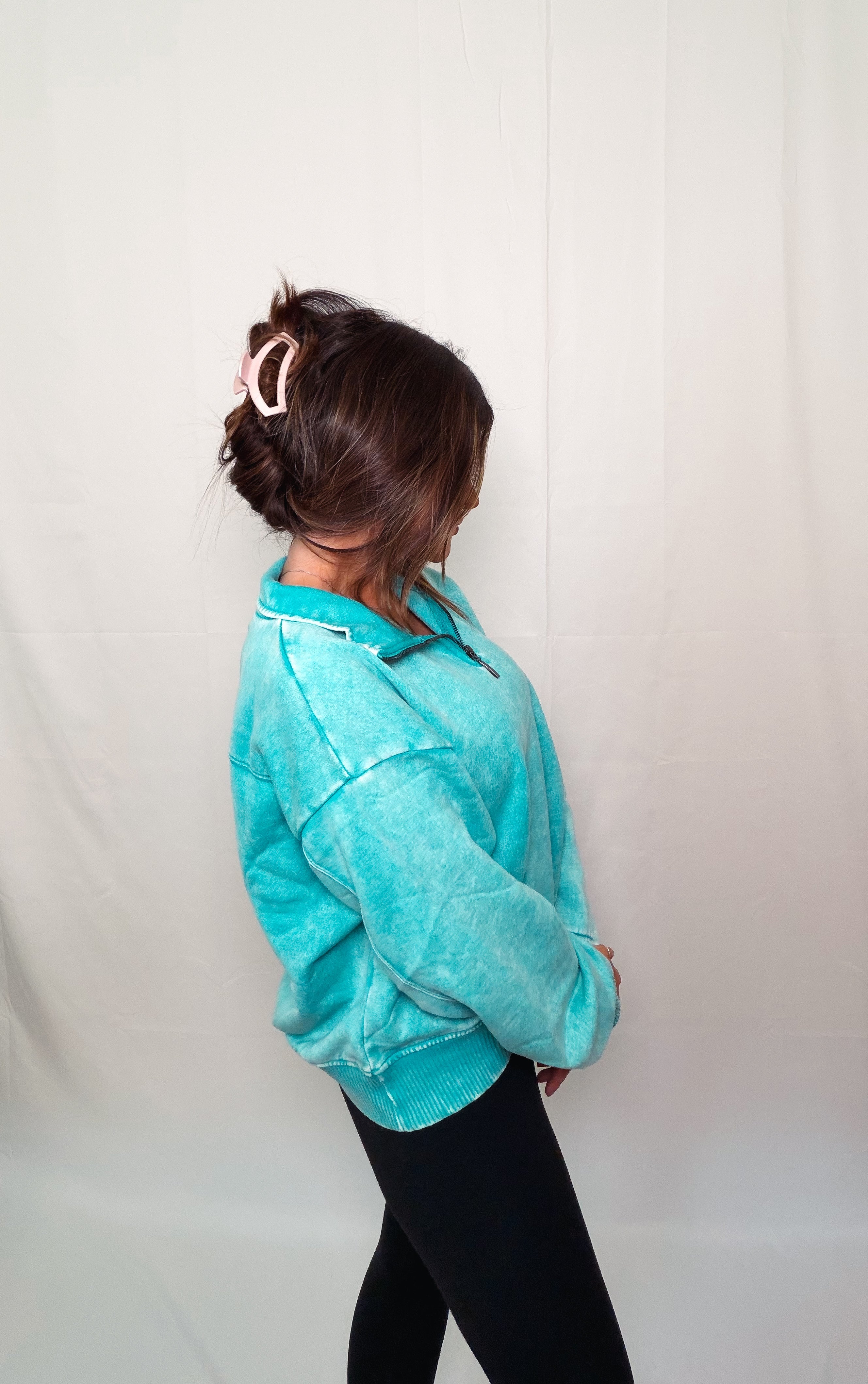 Ocean Waters Acid Wash Half Zip Pullover