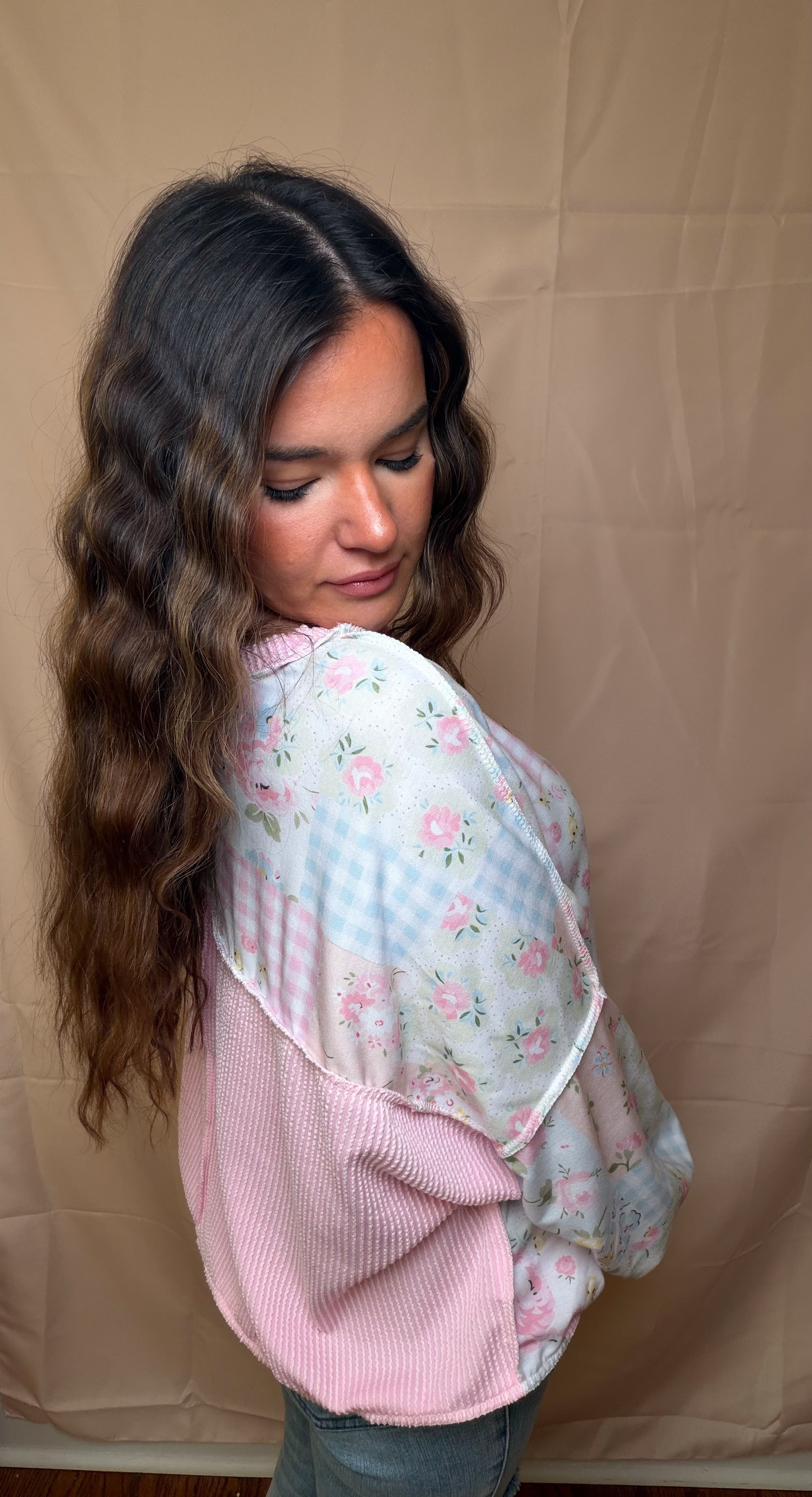 Cottage Bloom Patchwork Oversized Top