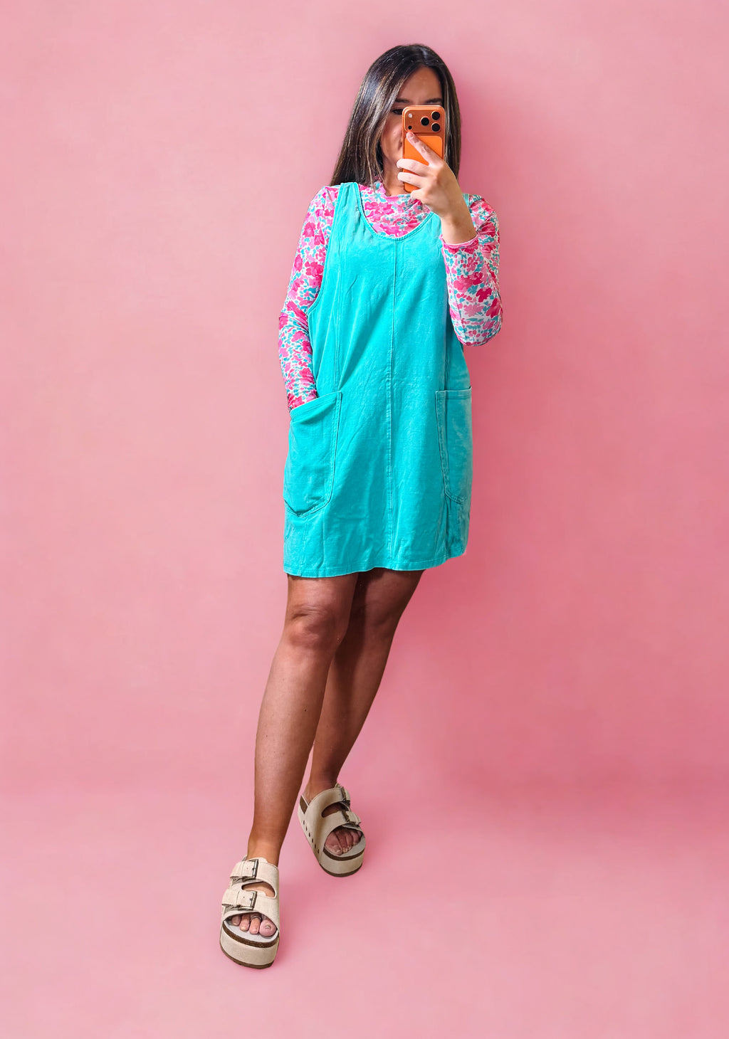 Acid Wash Overall Dress