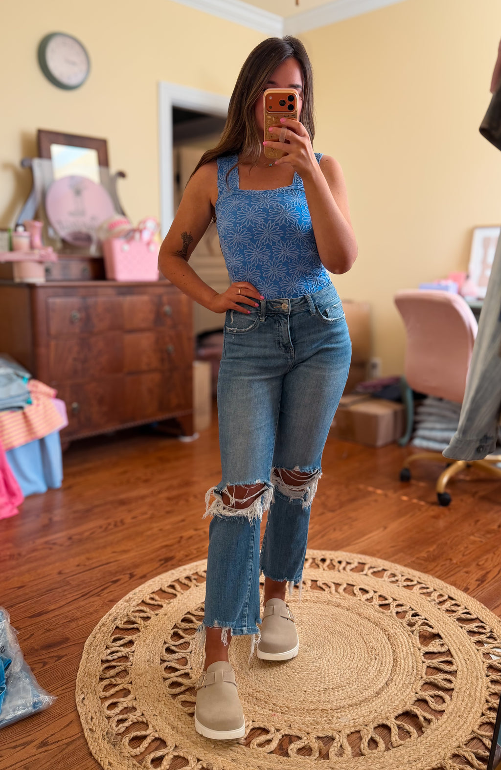 Seamless Textured Floral Tank