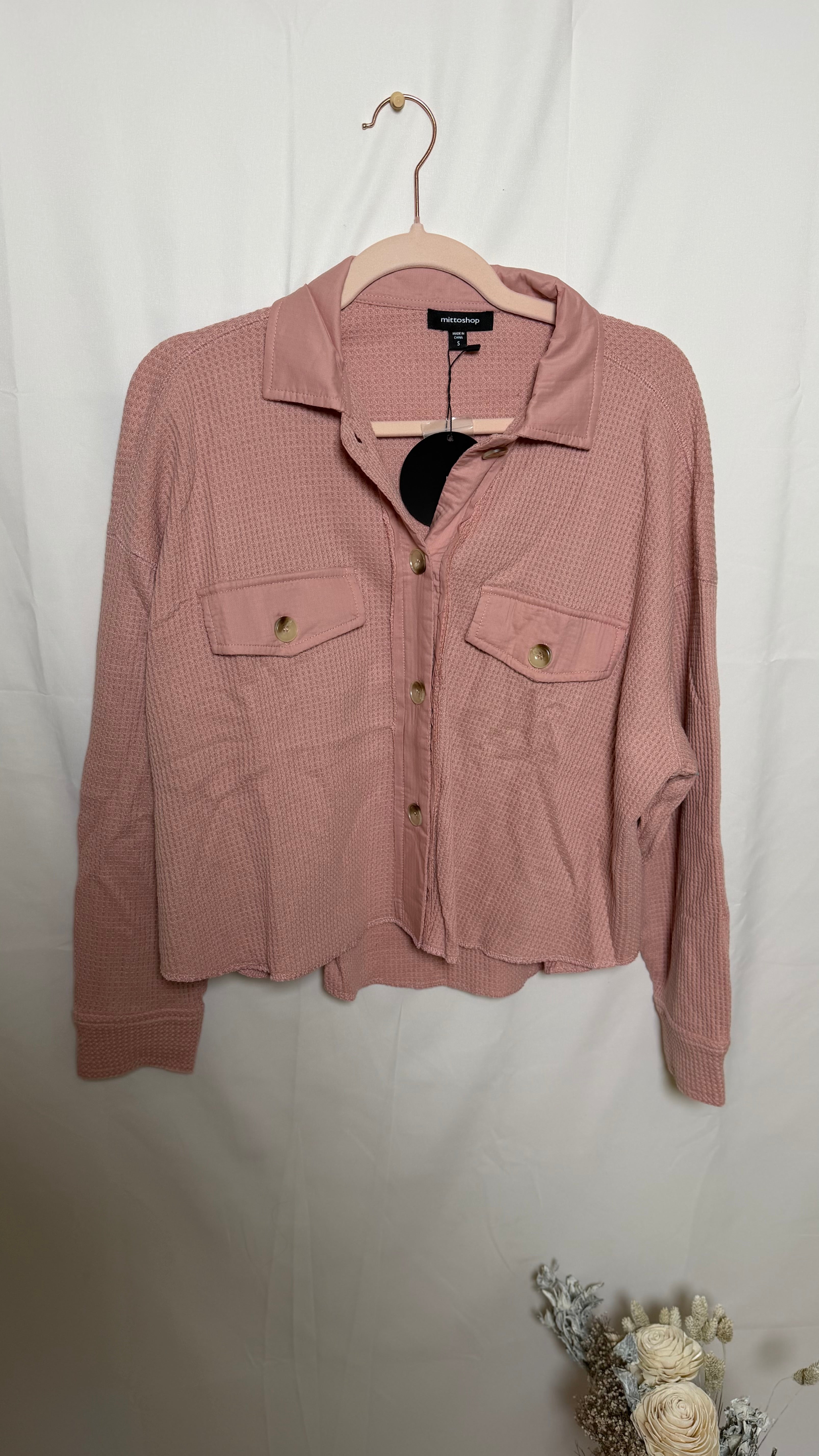 Waffle Knit Cropped Shacket