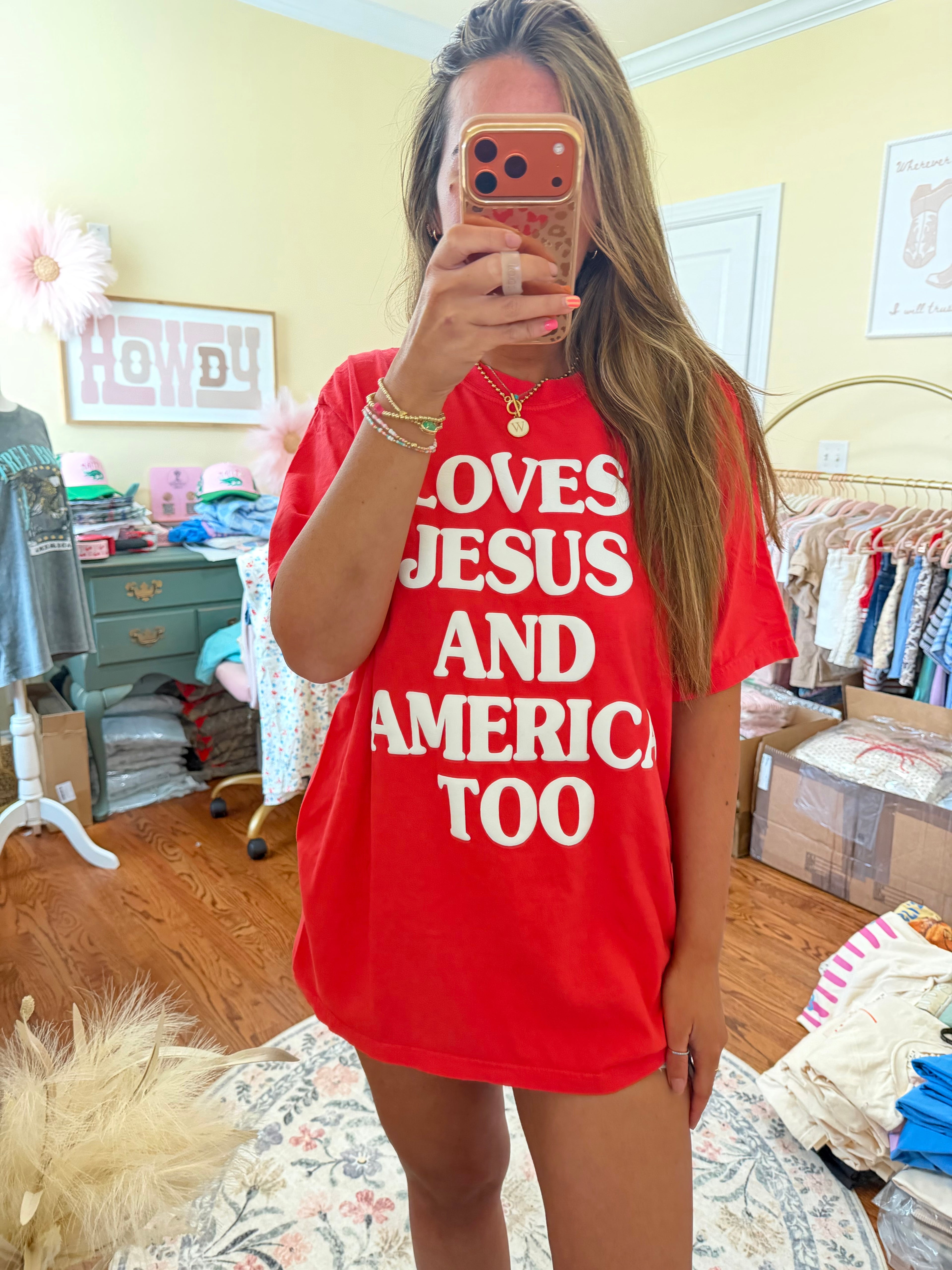 Loves Jesus and America Too CC Tee