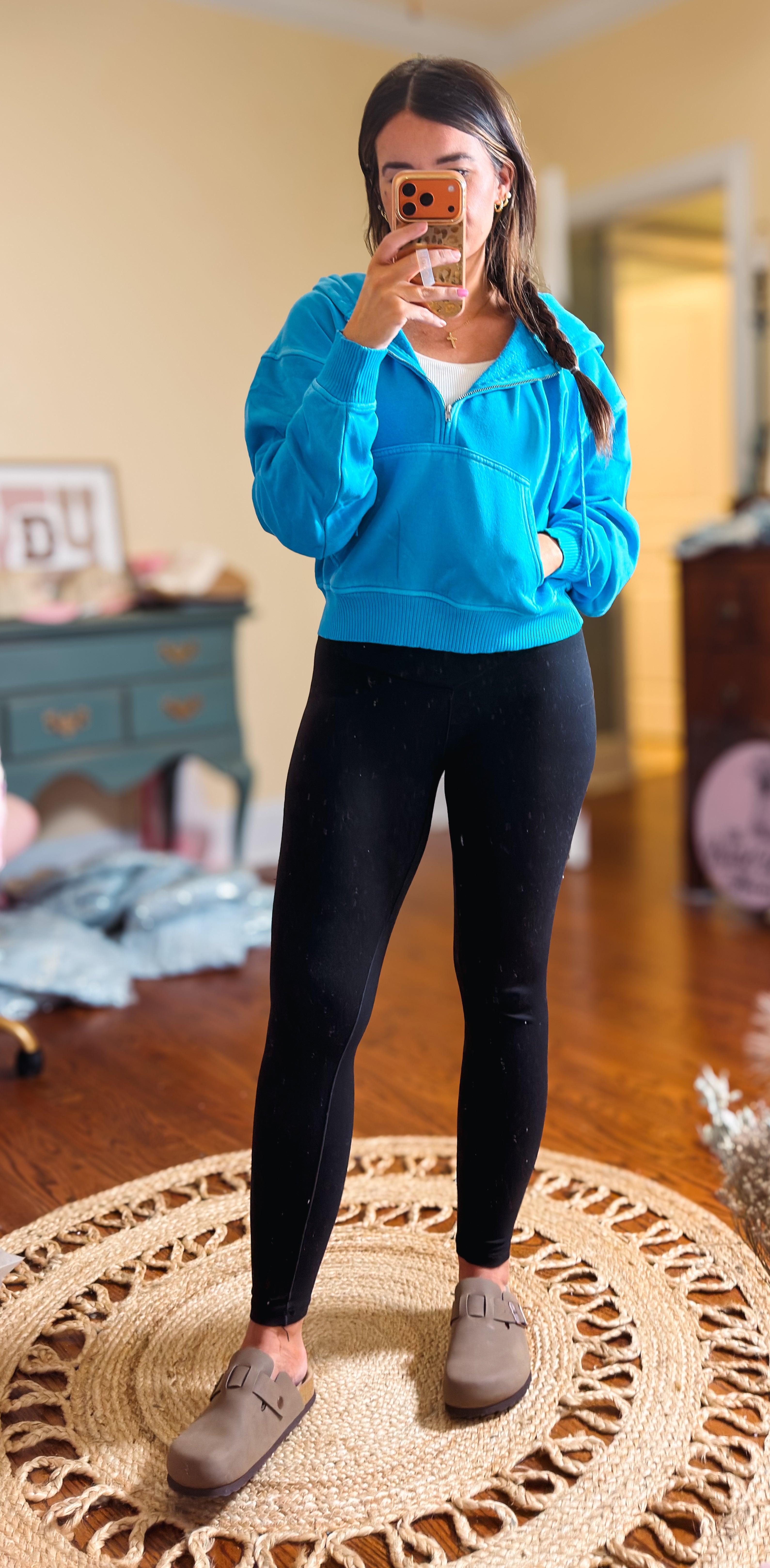Peachy Keen Half Zip Hooded Pullover