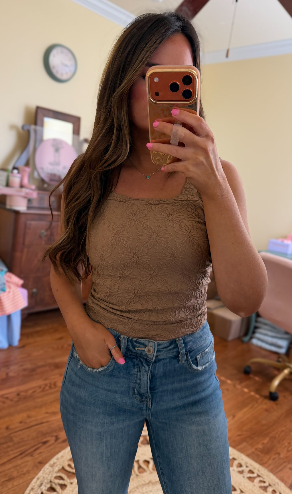 Seamless Textured Floral Tank