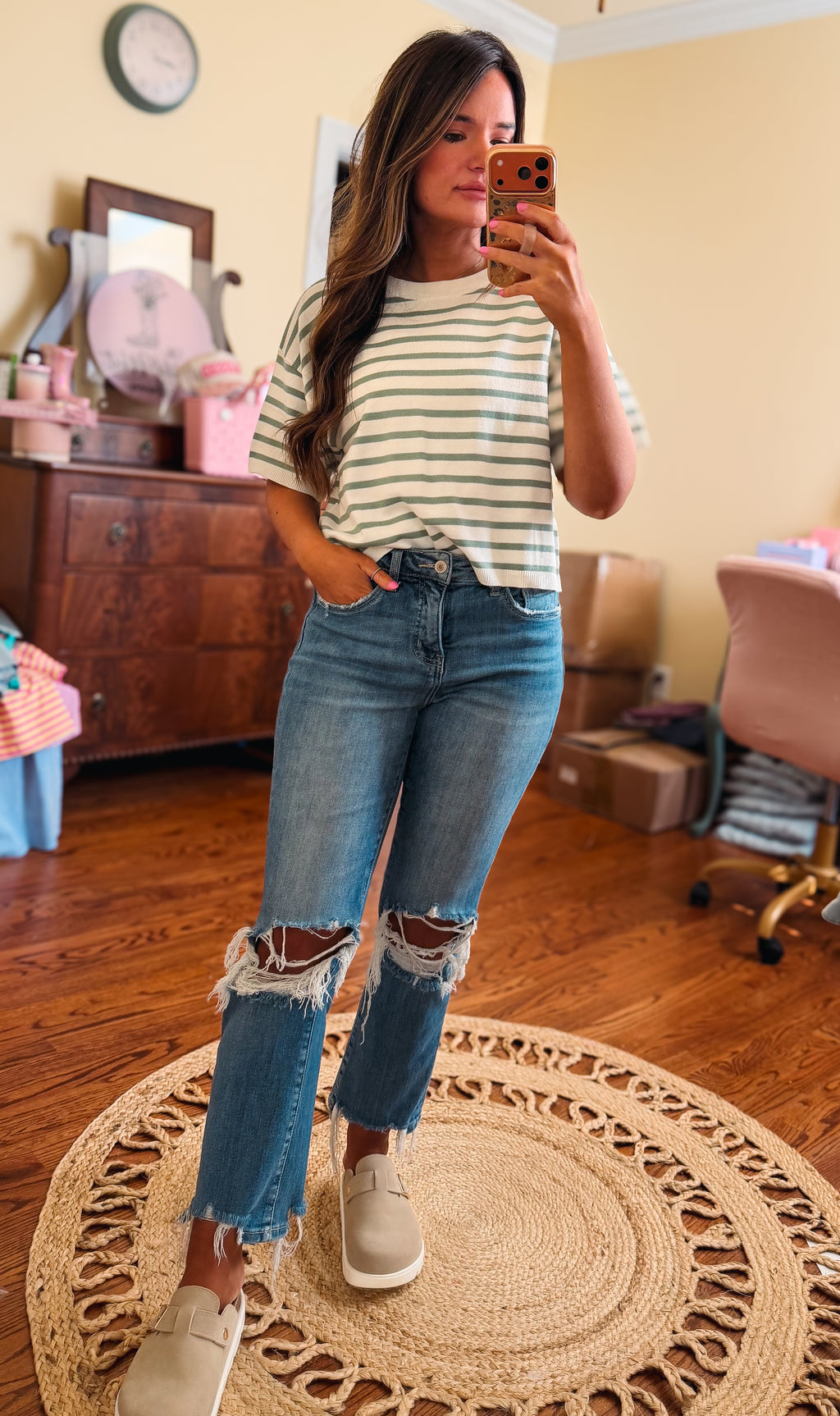 Sweet Sage Striped Top