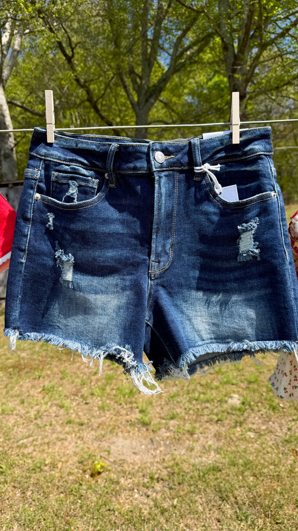 Dark Wash High Rise Denim Shorts