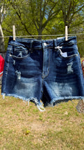 Dark Wash High Rise Denim Shorts
