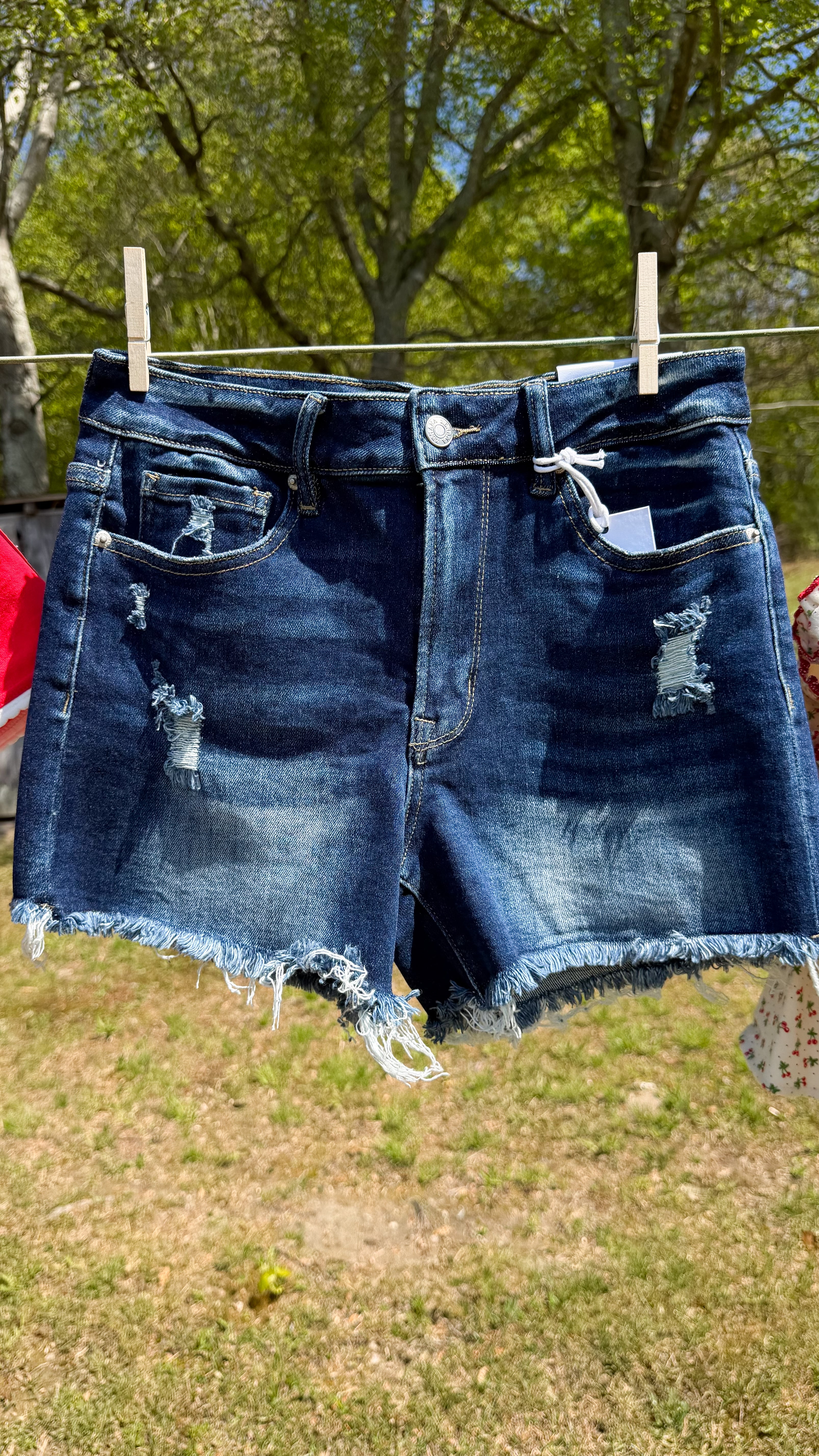 Dark Wash High Rise Denim Shorts