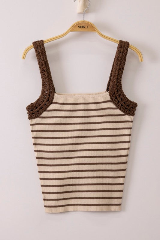 Saddle Stripe Crochet Tank