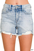 Light Wash Distressed Denim High Rise Shorts