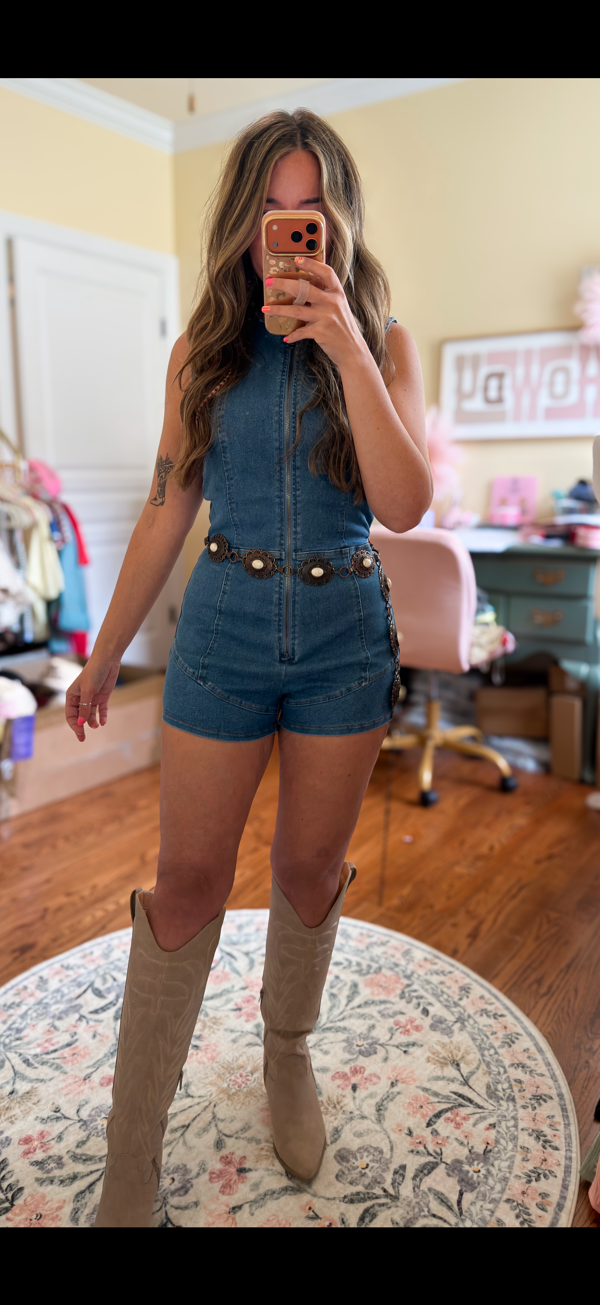 Dixieland Delight Denim Romper