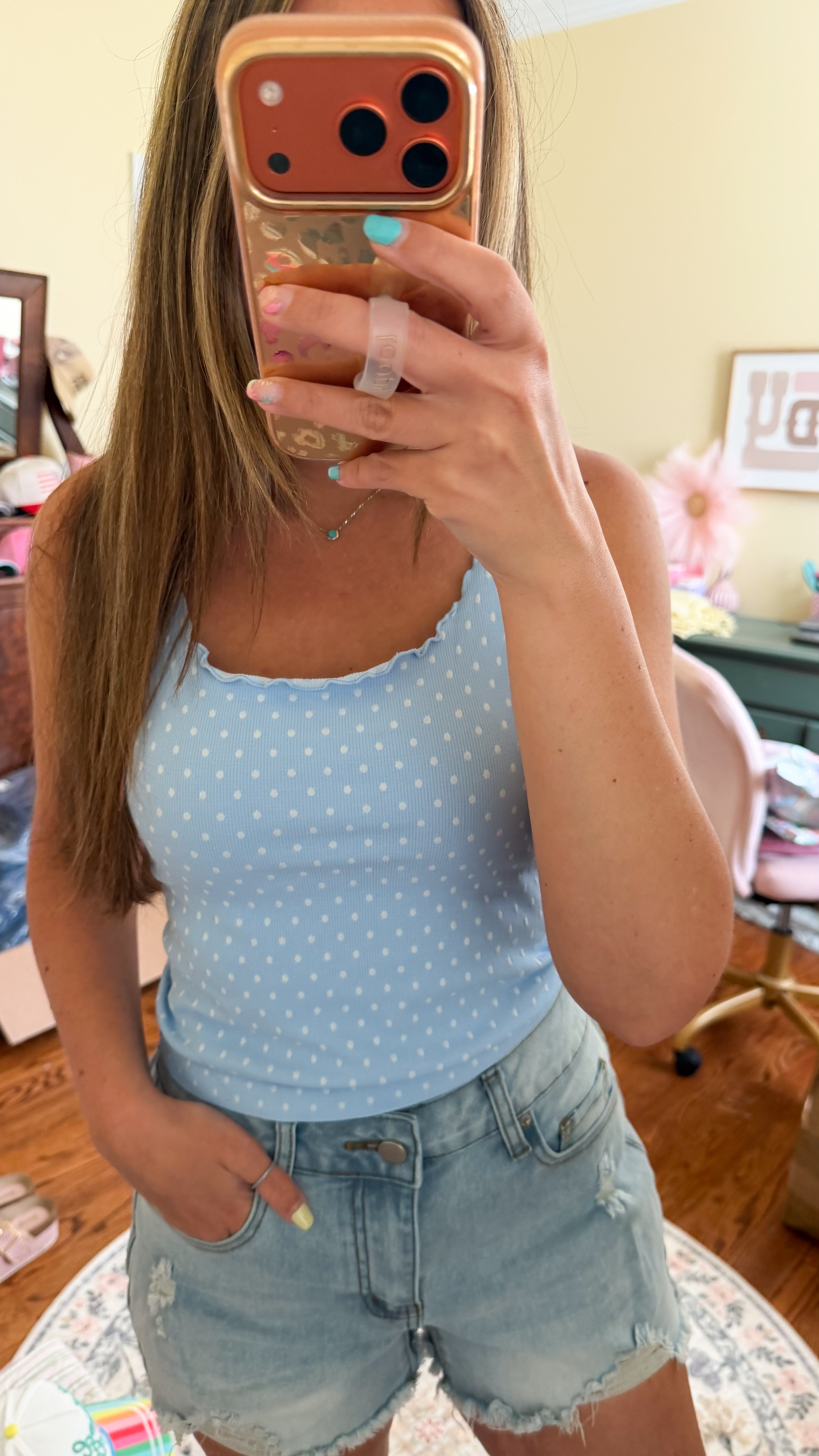 Honey Dot Tank - serene blue