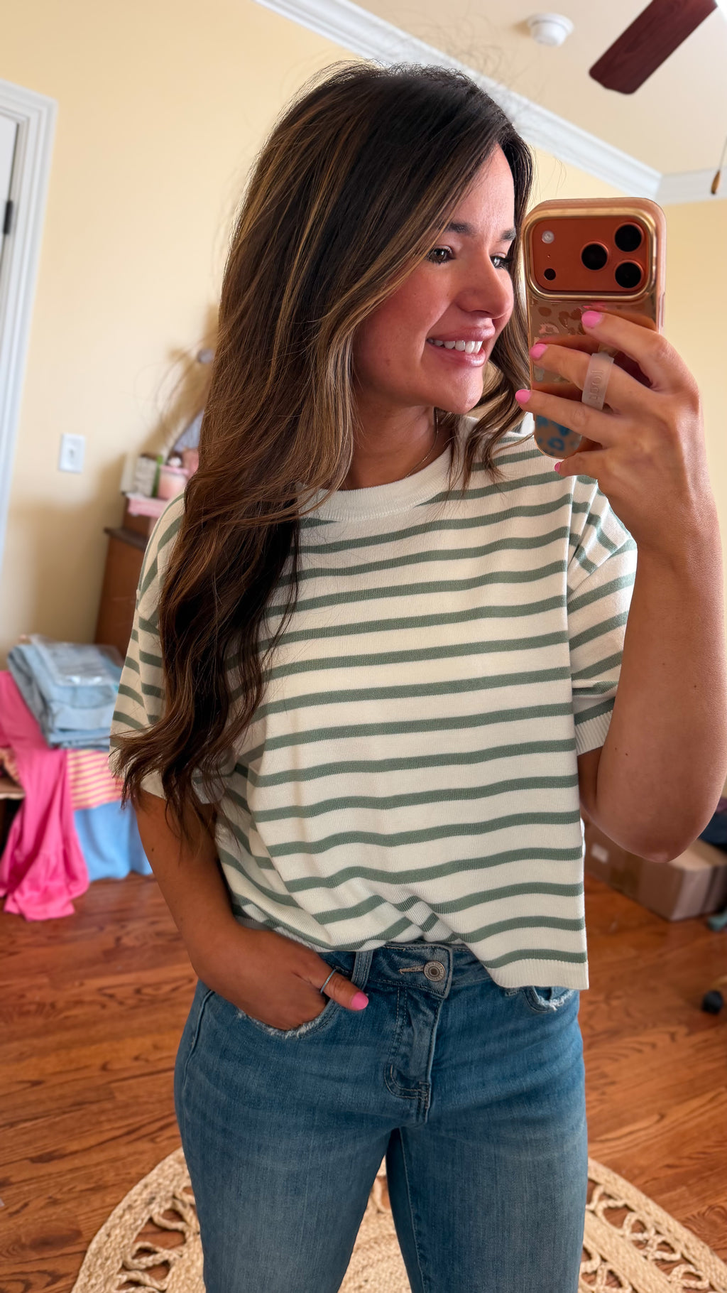 Sweet Sage Striped Top