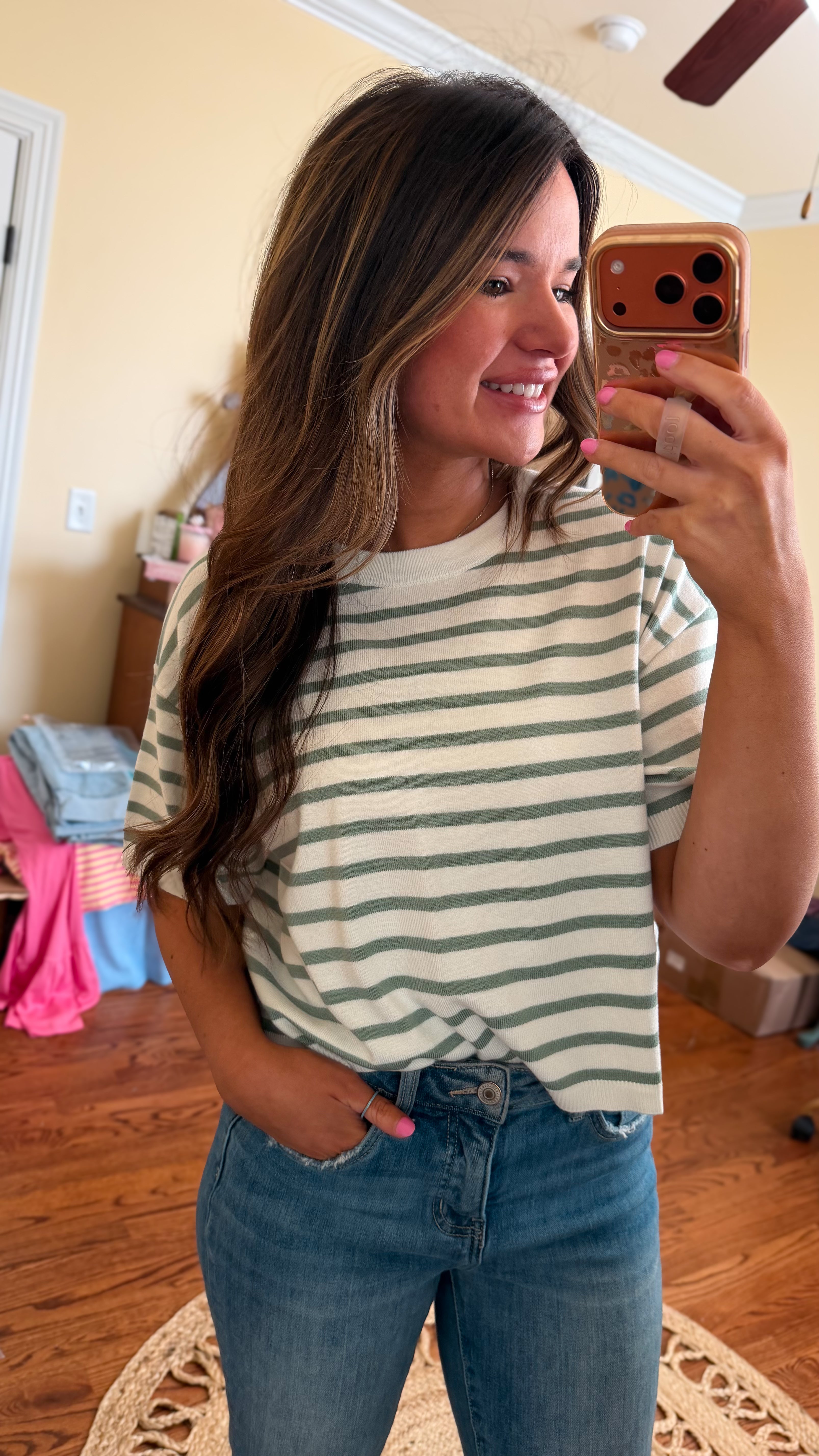 Sweet Sage Striped Top
