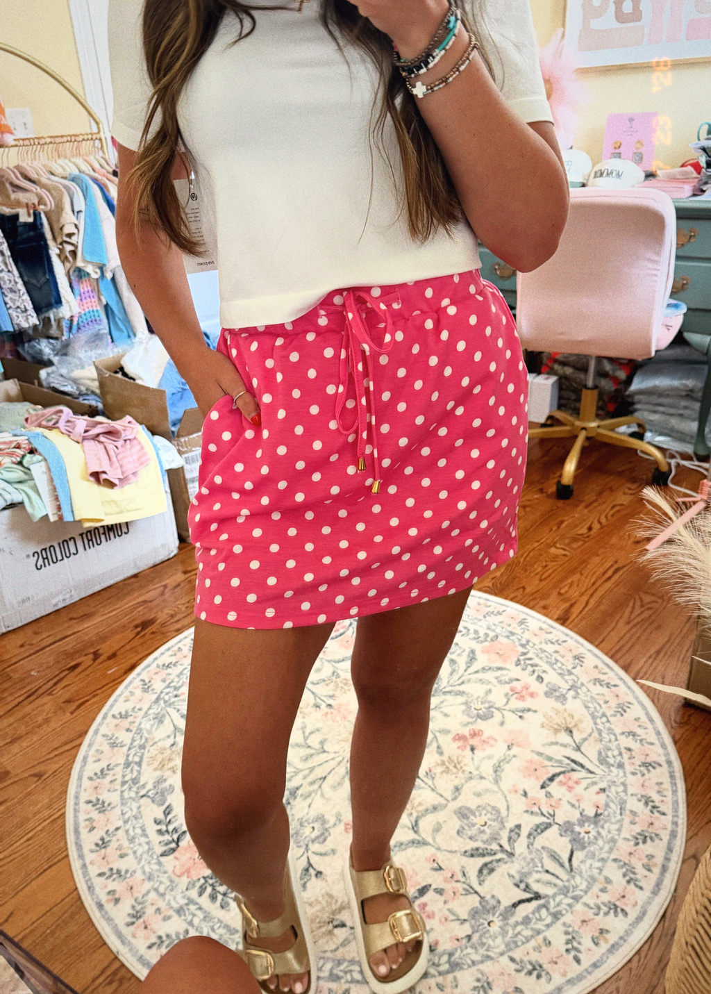 The Everyday Polka Dot Skort Pink