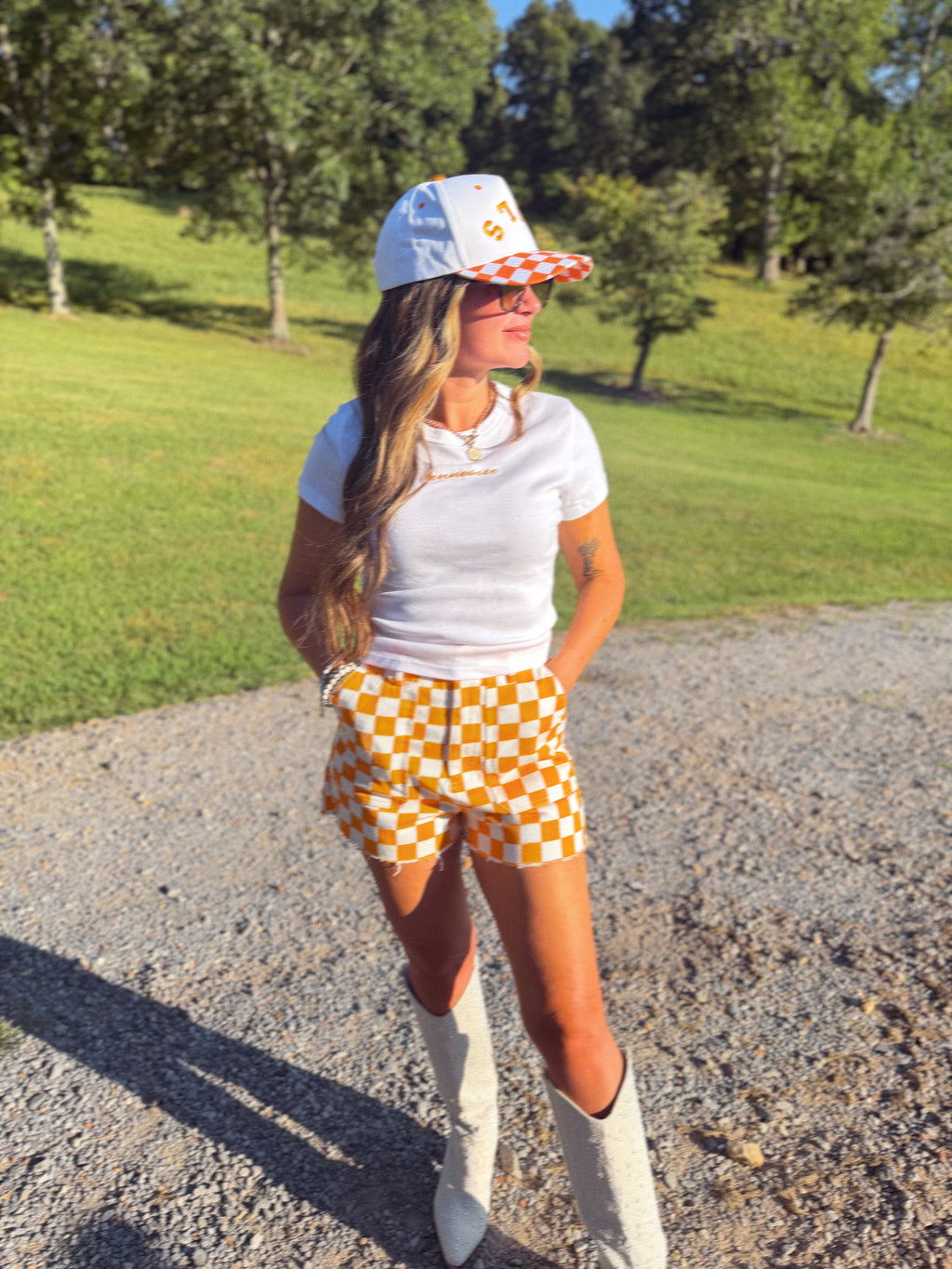 Orange and White Checker Shorts