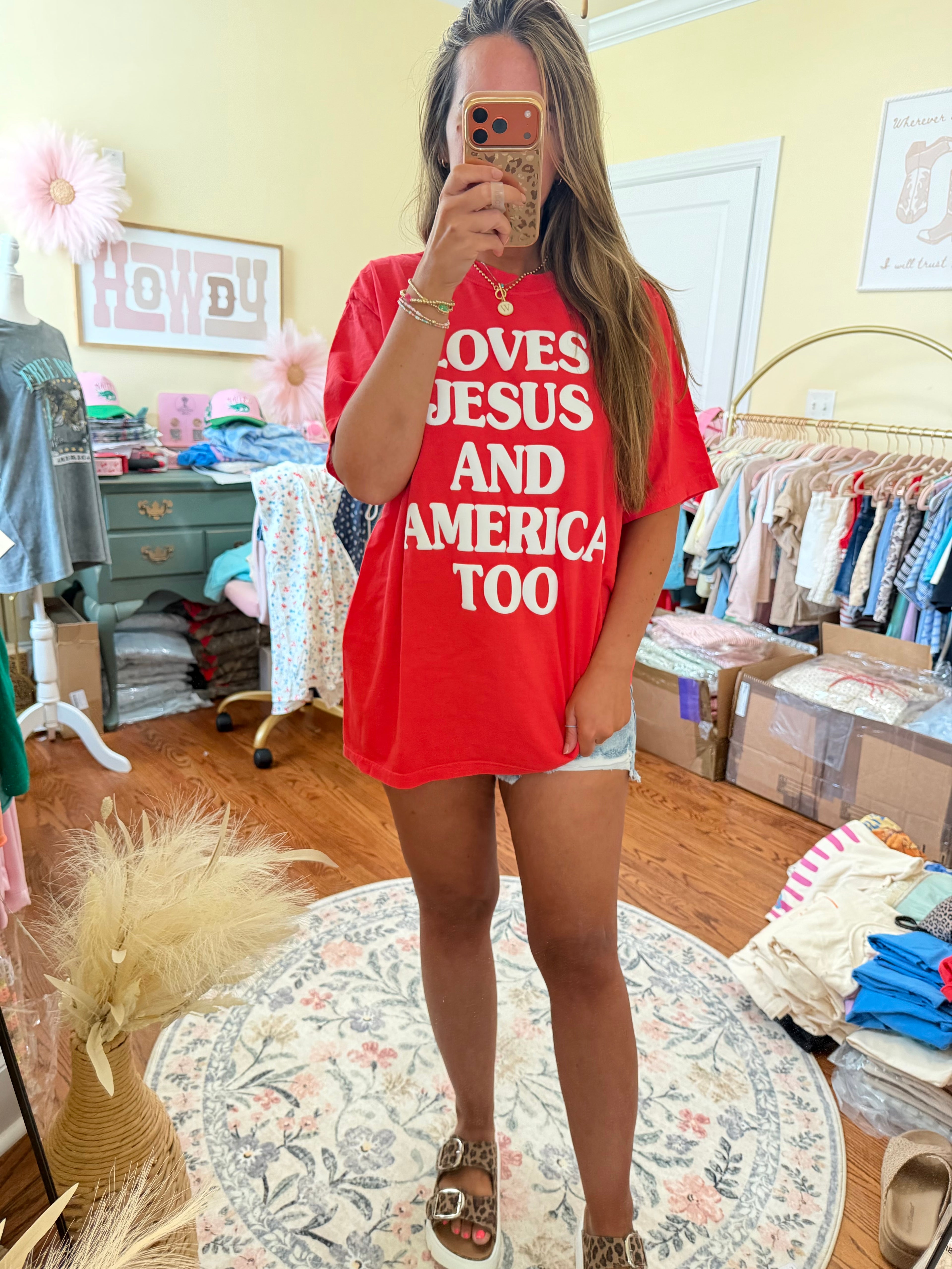 Loves Jesus and America Too CC Tee