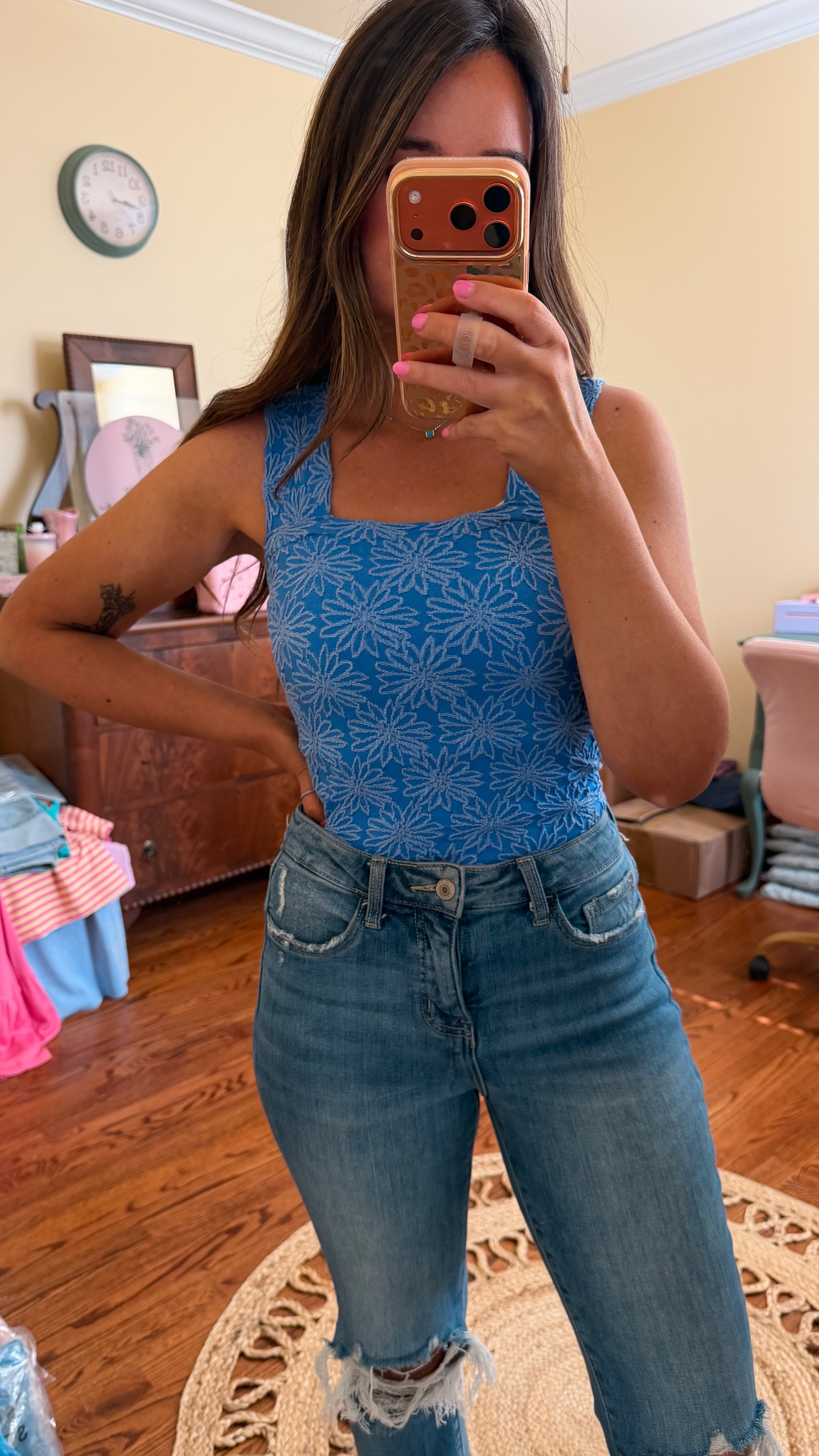 Seamless Textured Floral Tank
