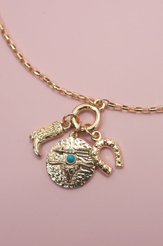 Turquoise Western Charm Necklace