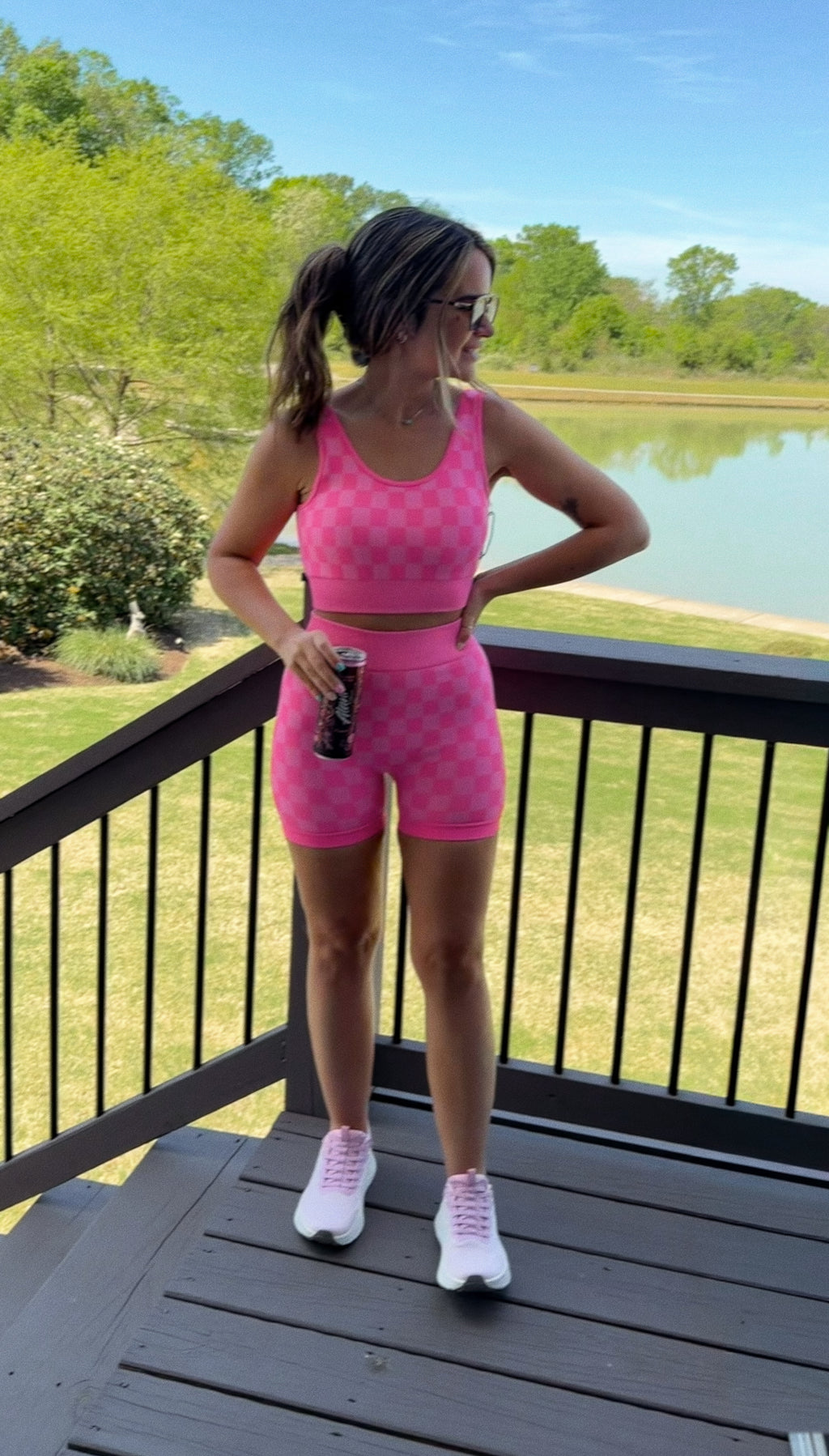 Pretty in Pink Check Biker Set