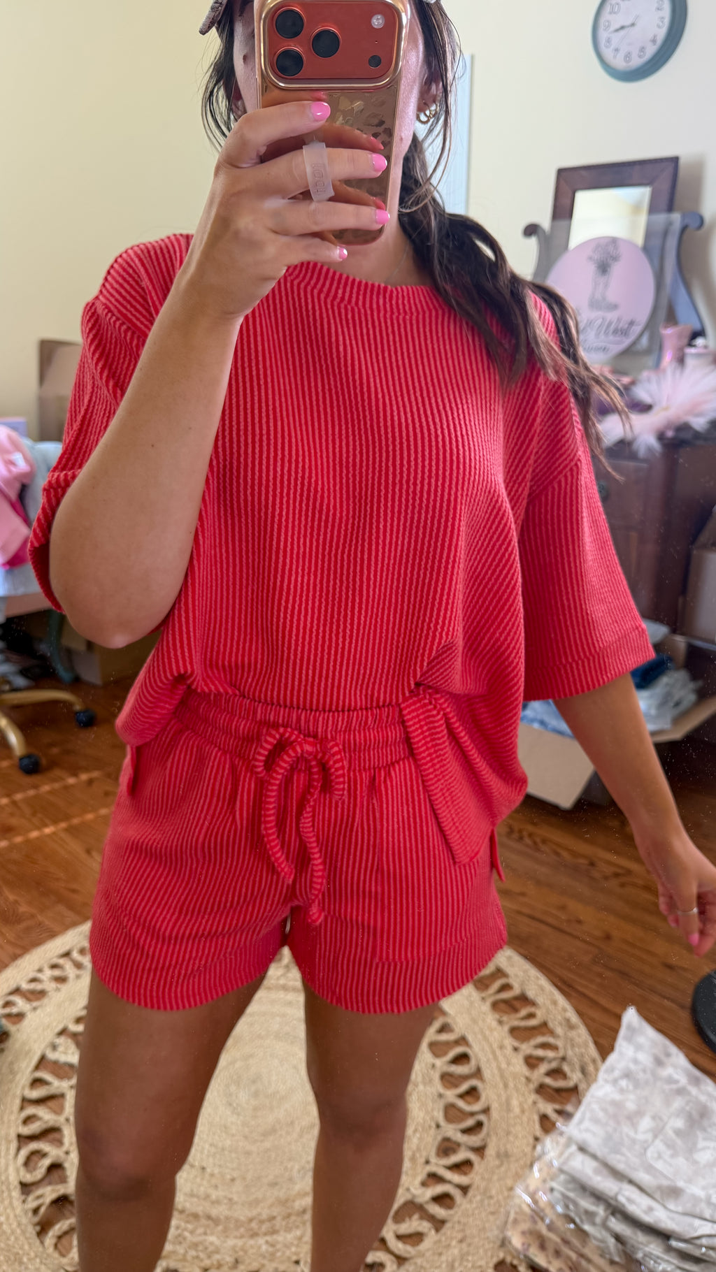 Red Hot Ribbed Set