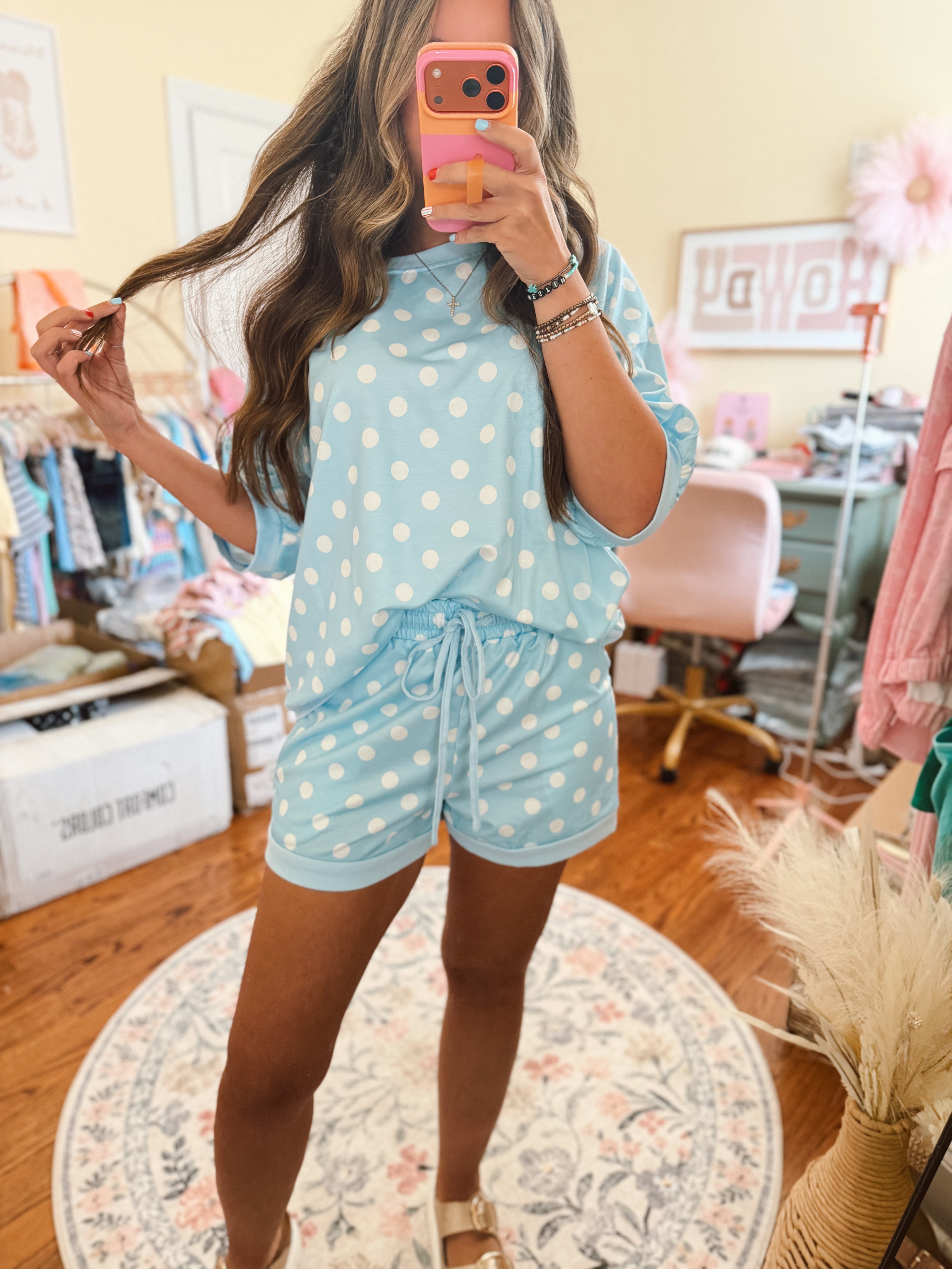 Blue Skies Polka Dot Set