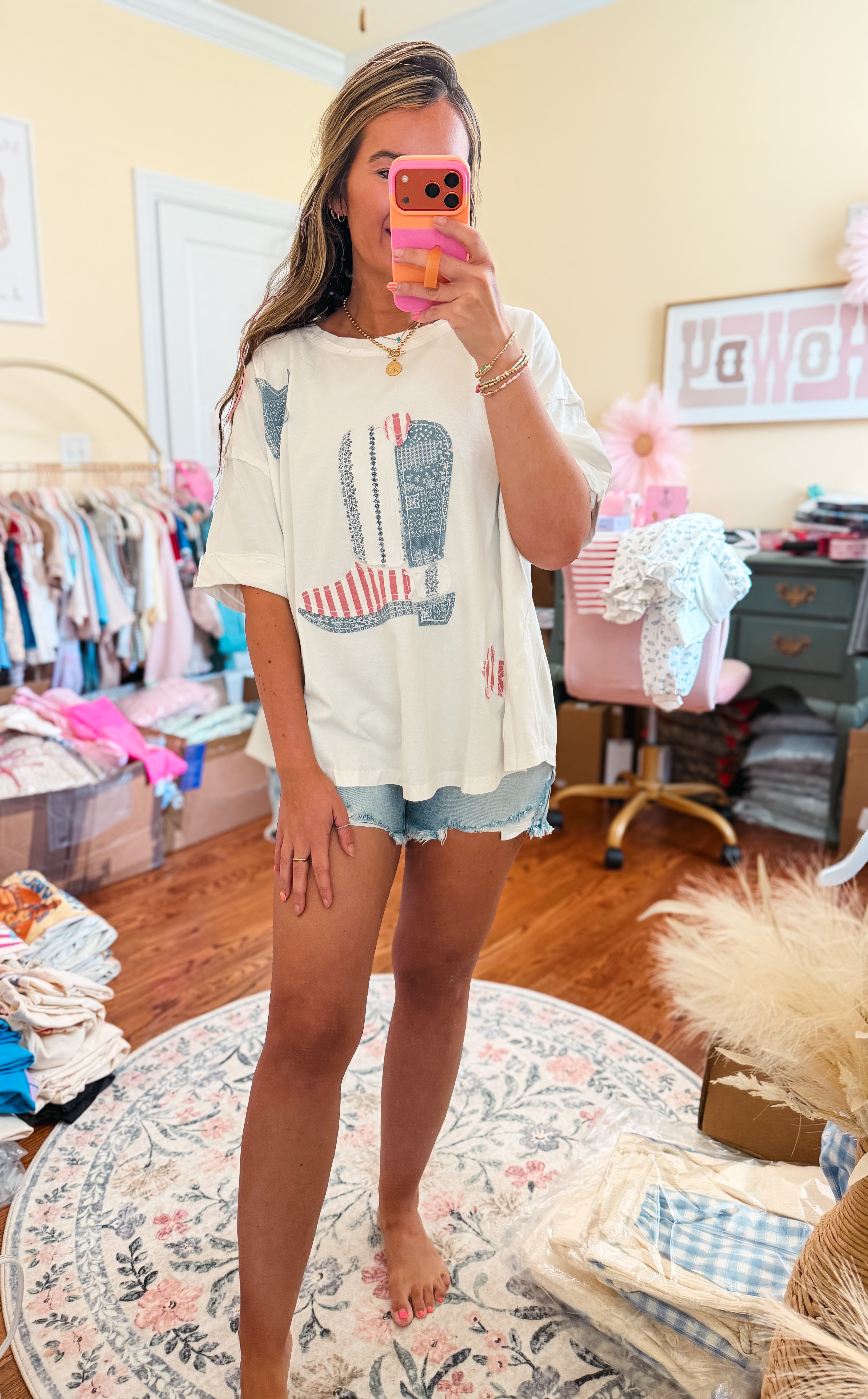 Cowboy Take Me Away Patchwork Top