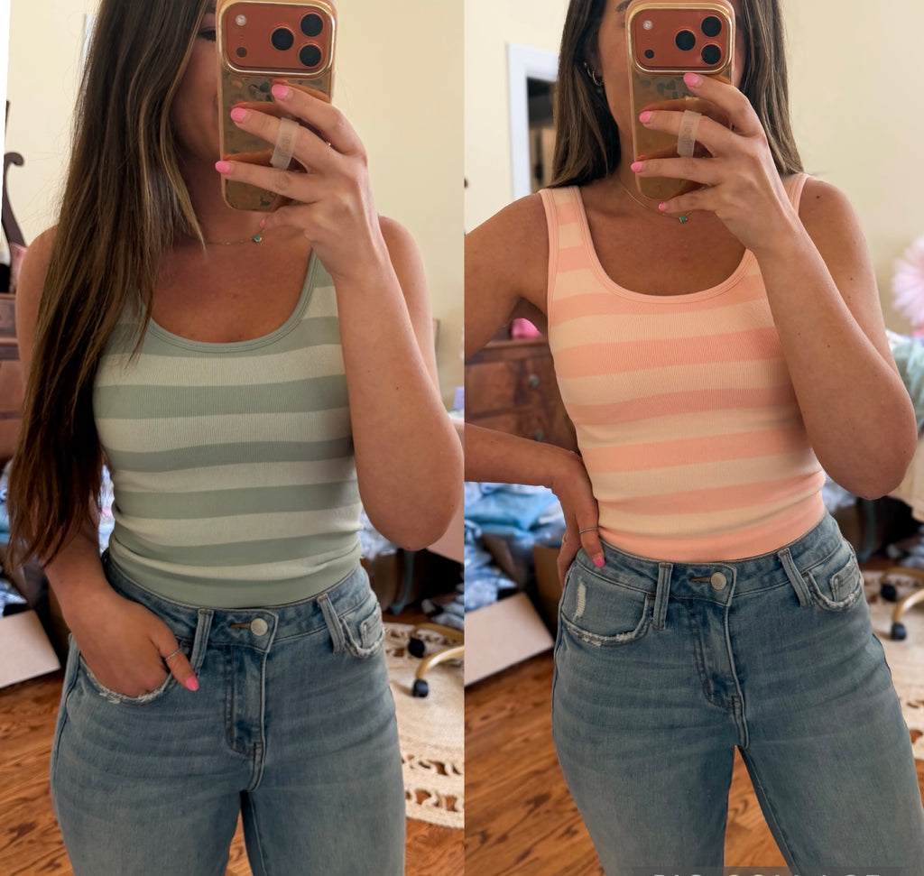 High Noon Striped Padded Tank Top