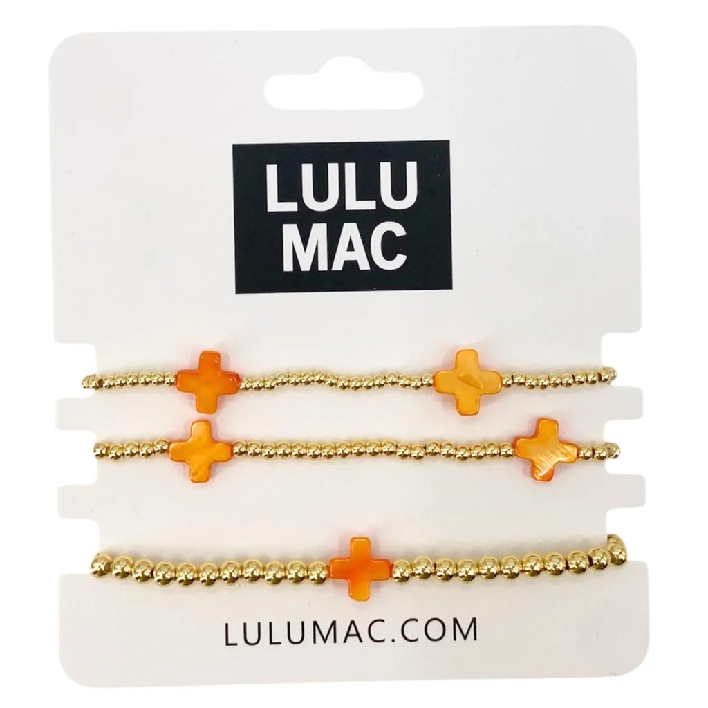 LULU CROSS BRACELET STACK - ORANGE