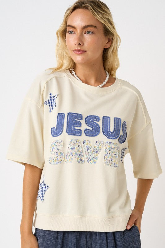 Jesus Saves Patchwork Top
