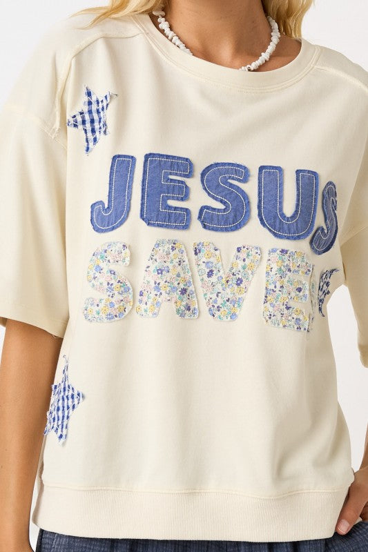 Jesus Saves Patchwork Top