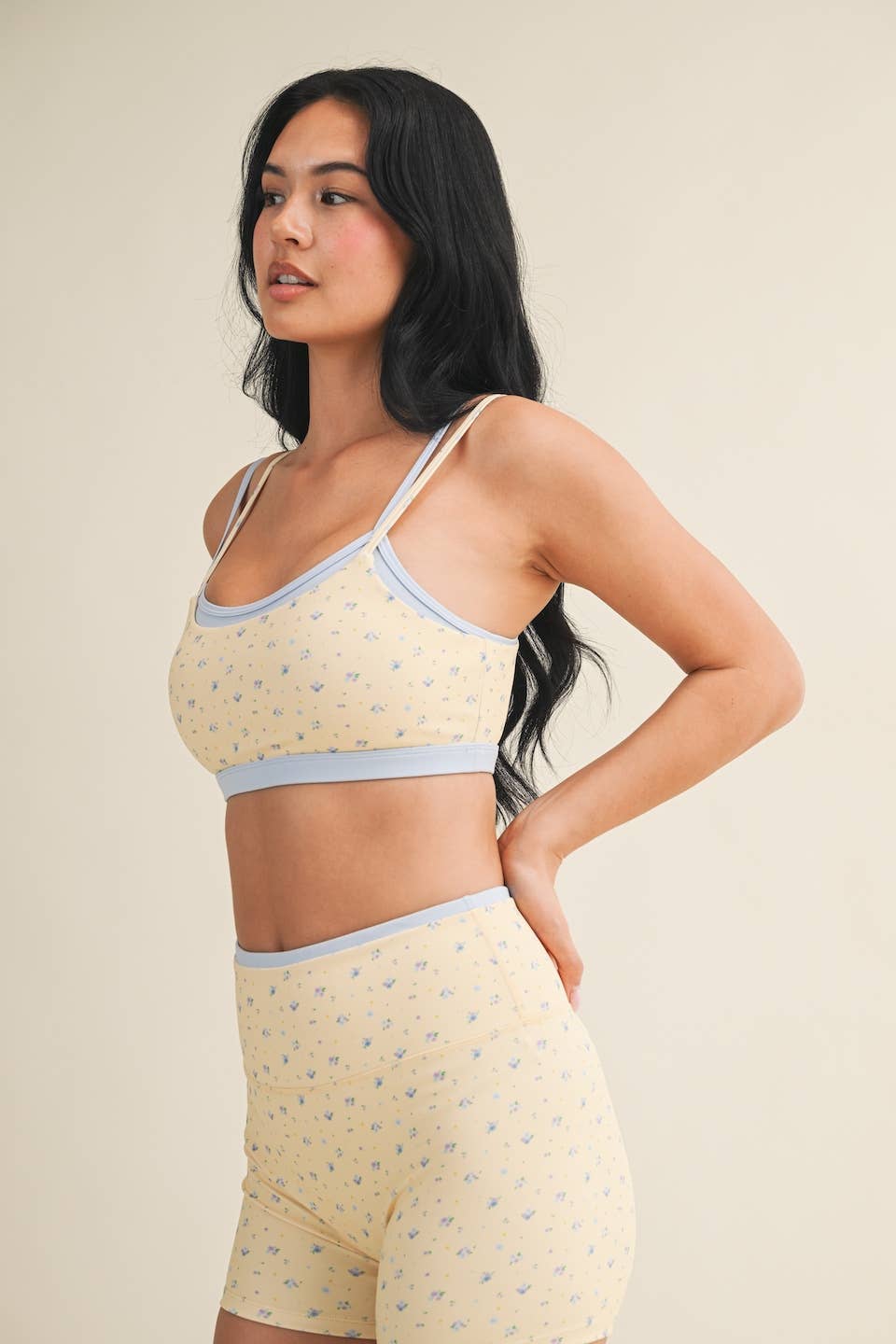 Lemon Ditsy Double Layered Sports Bra