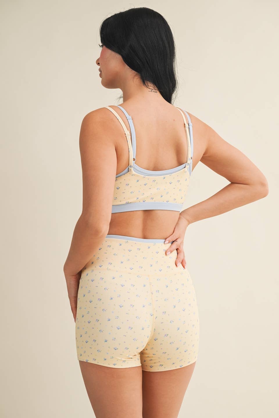 Lemon Ditsy Double Layered Sports Bra