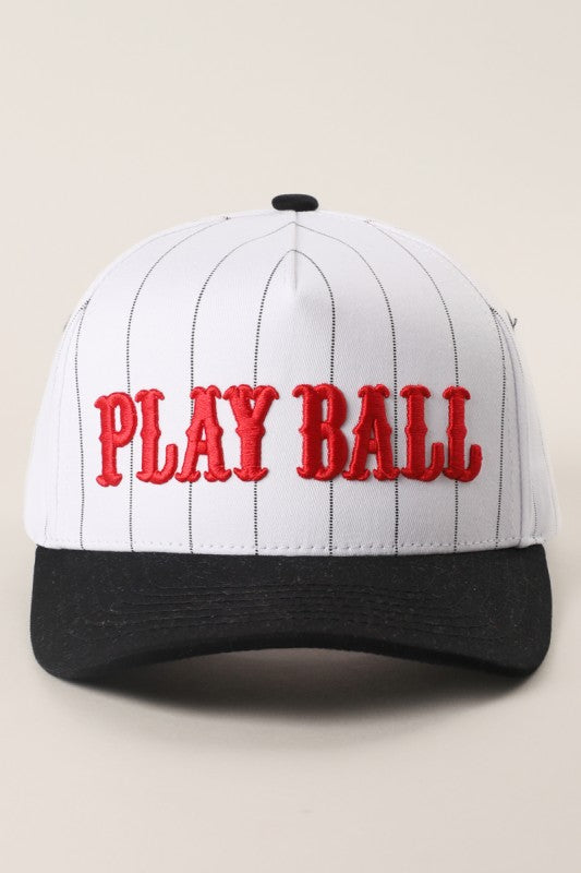 Pinstripe Play Ball Baseball Hat