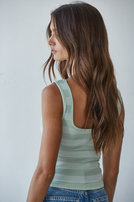 High Noon Striped Padded Tank Top